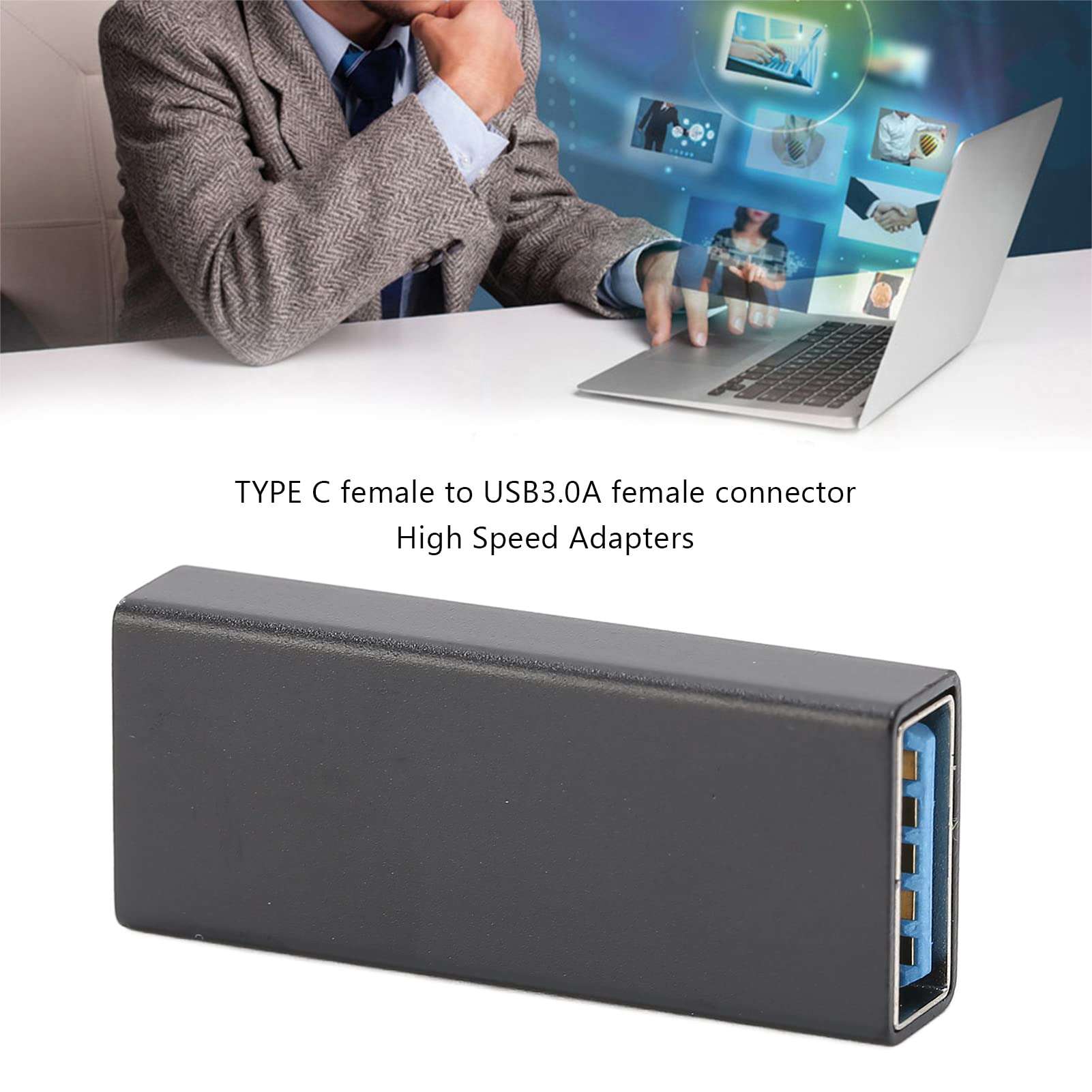 PUSOKEI USB C to USB Adapter,USB C to USB 3.0 Adapter, USB C Female to USB Male Adapter,Type C Charger Cable Power Connector,USB Converter for Data Transmission(Black) 3