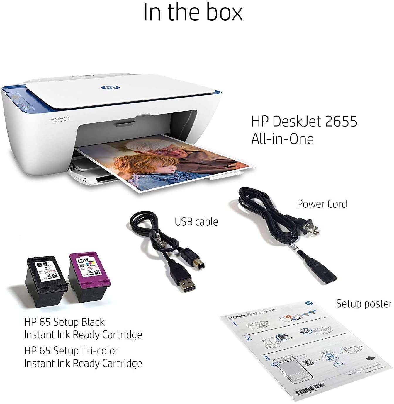 HP DeskJet 2655 All-in-One Compact Printer, HP Instant Ink, Works with Alexa - Noble Blue (V1N01A) 5