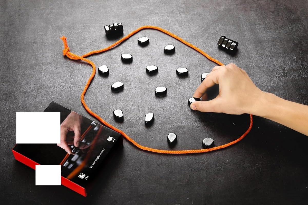 Magnetic Puzzle Board Game for Kids & Adults, 24 Magnets, Travel Bag & Lanyard, STEM Games for Kids, Age 12+ Years, 2-4 Players, Fun Table Top Game, Portable Strategy Game for Family & Friends