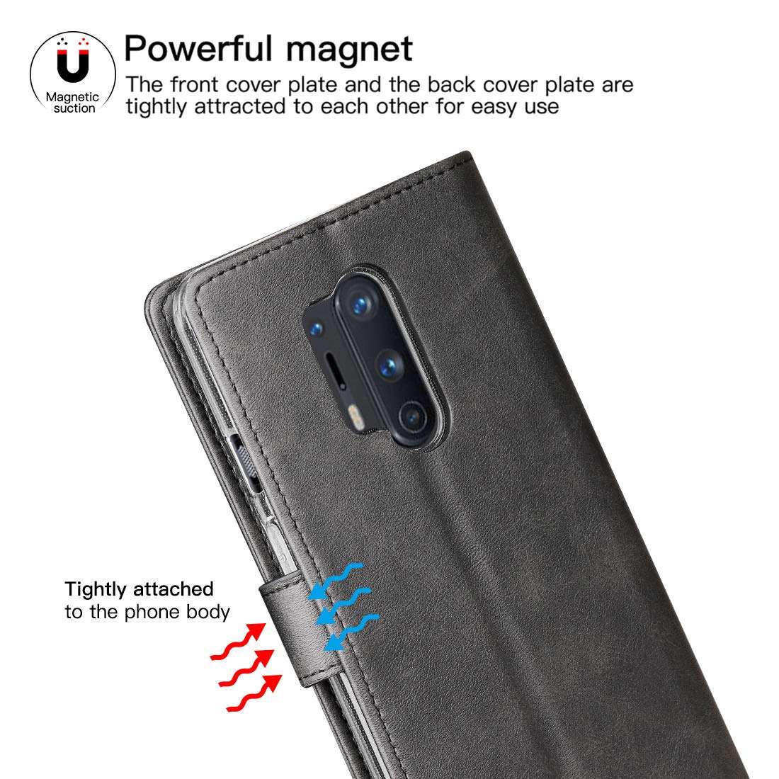 Redluckstar OnePlus 8 Pro Case, PU Leather Wallet Flip Cover [3 Card Slots 1 Money Pocket] [Magnetic Closure] [Stand] Shockproof Bumper Folio Phone Case for OnePlus 8 Pro 2020 (Black) 6