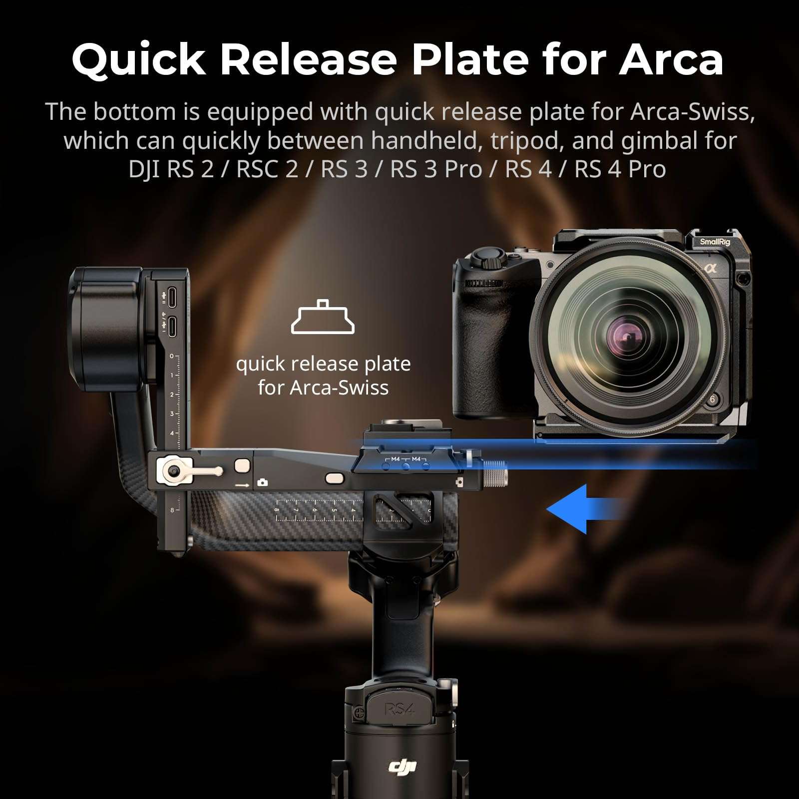 SmallRig Half Cage for Sony FX2, with Removable Top NATO Rail, Quick Release Plate for Arca, Modular Design Compatible with Original XLR Handle, for DJI RS 3 / RS 3 Pro/RS 4 / RS 4 Pro Gimbal - 5591 5