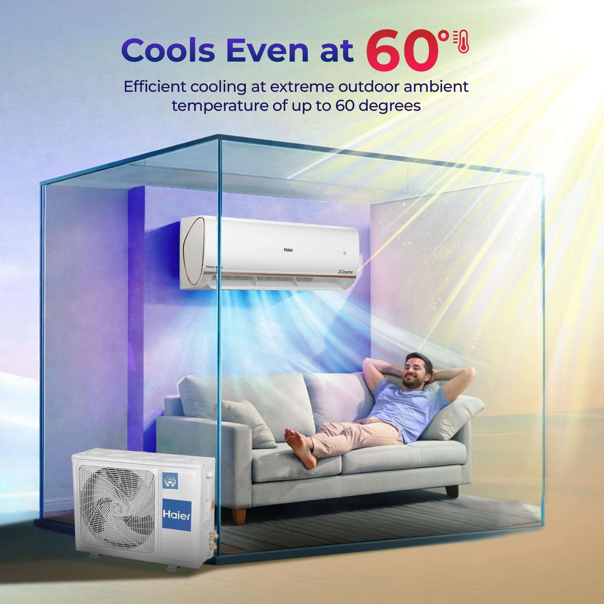 Haier 1.5 Ton 4 Star AI Climate Control Smart Split AC (5250 Watts, Copper, Wi-Fi, 4-Way Swing, Triple Inverter, 7 in 1, Frost Self Clean, HD Filter, Cools at 60°C - HSU18K-PYAIR4BN-INV, White) 3