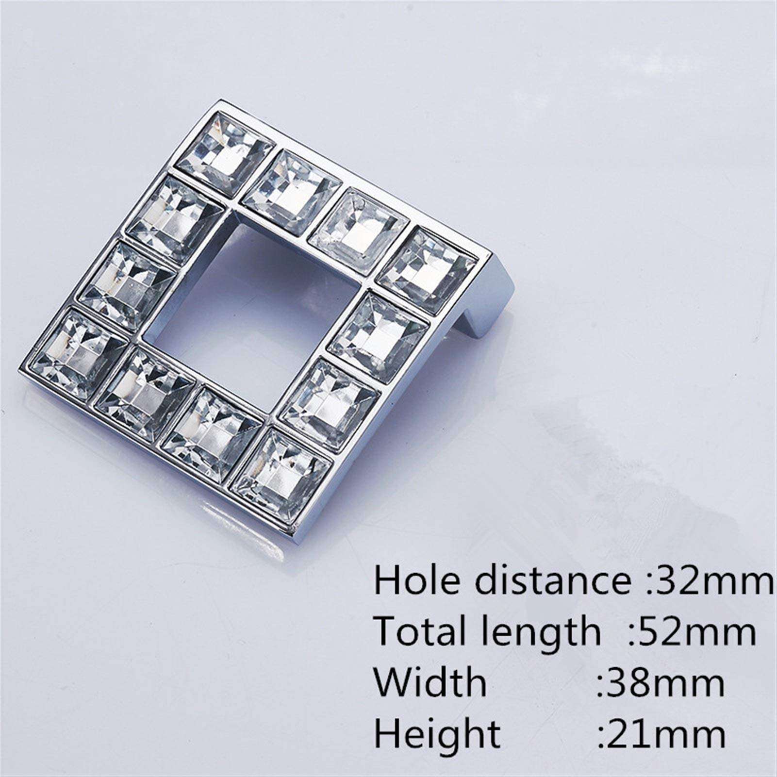 Csbn-Nmek Fashion Crystal Glass Handle Silver Cabinet,Drawer,Bathroom,Hotel,Room Door,Screen Door Handle,Front Door Handle,Barn Door Handles (Color : 32mm) 2