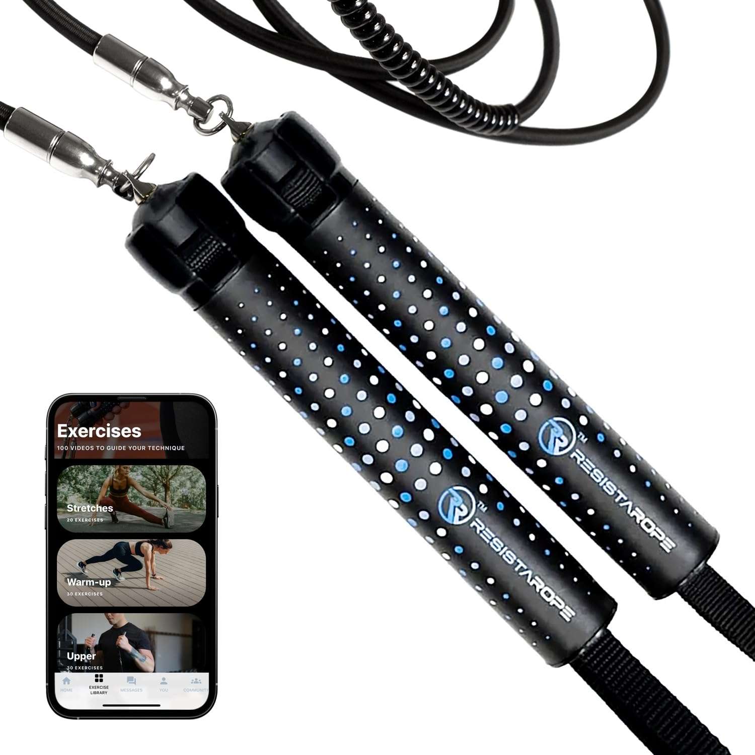 ResistaRope - A 2-in-1 Resistance Band & Jump Rope - The Ultimate Full Body Workout: Cardio and Strength and Resistance Training - Medium 1