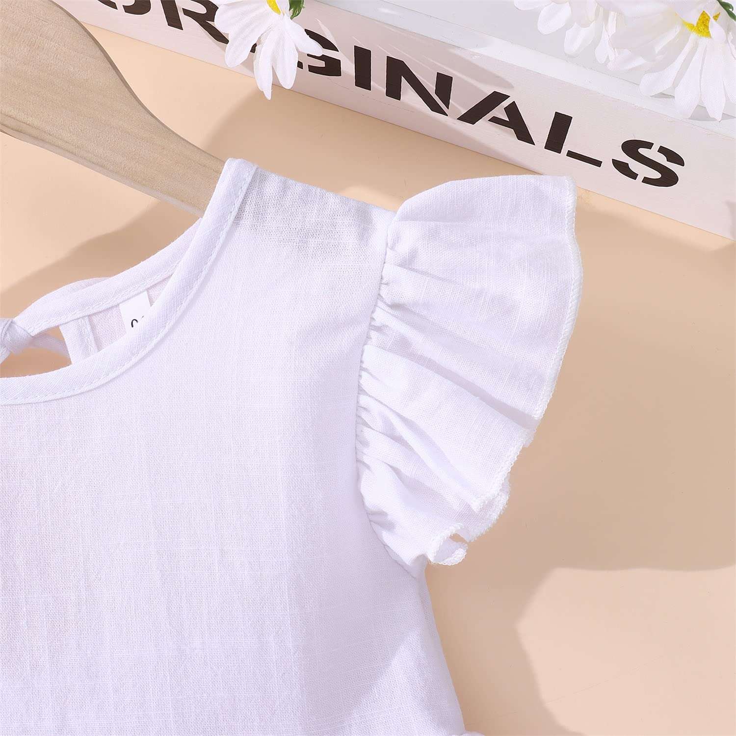 Toddler Baby Girl Dress Summer Cotton Linen Ruffle Halter Sleeveless Kids Casual Beach Party Dresses 2-7 Years (White, 4-5T, 4_Years) 6