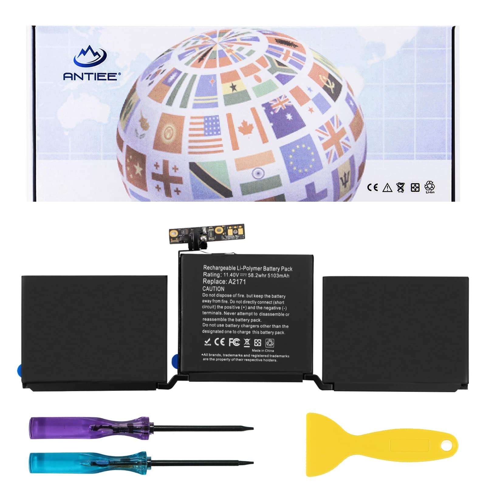 ANTIEE A2159 A2289 A2338 Battery Replacement, A2171 Battery for MacBook Pro 13-Inch 2019 2020 (M1) EMC 3301 3456 3578 MUHN2 MUHP2 MUHQ2 MUHR2 MXK62 MYDA2 MYD82 MYD92 MYDC2 MXK52 MXK32 MXK72 1