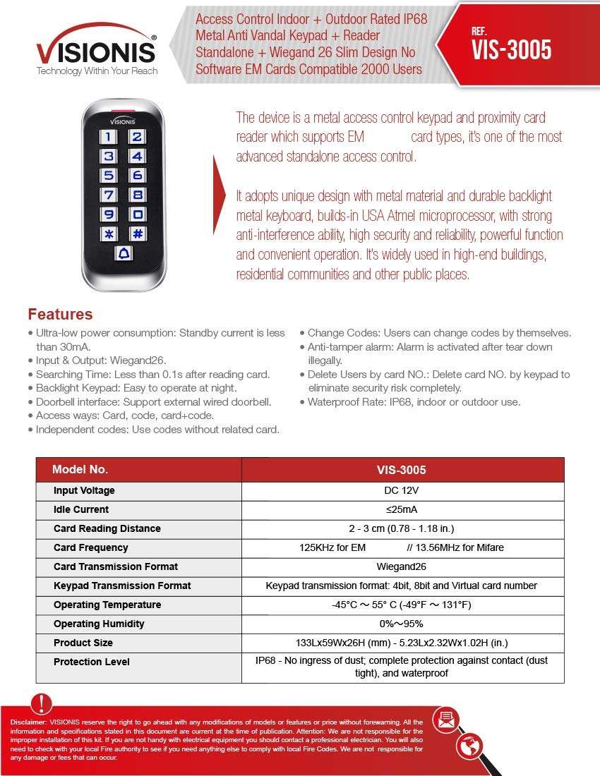 Visionis FPC-8380 2 Door Professional Access Control Outswing Door MagLock 600lbs Time Attendance TCP/IP RS485 Wiegand Controller, Outdoor Anti-Vandal Keypad/Reader, Software 100,000 Users, PIR Kit 6