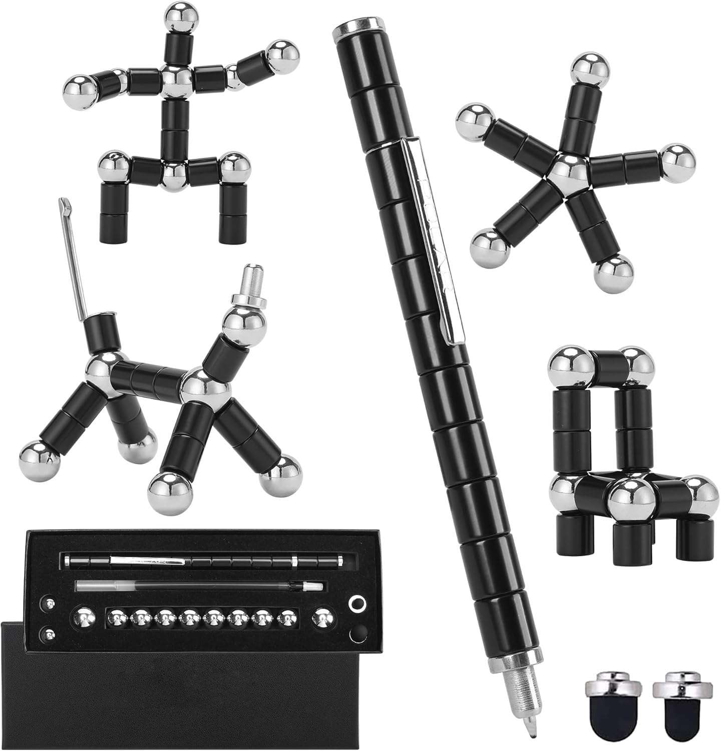 GDNK Blue Color Magnetic Pen Magnetic Pen Decompression Magnetic Metal Pen Toy Pen with Magnetic Rings and Steel Balls Multifunction Writing Magnet Pen Toys Gifts for Kids (Black) 6