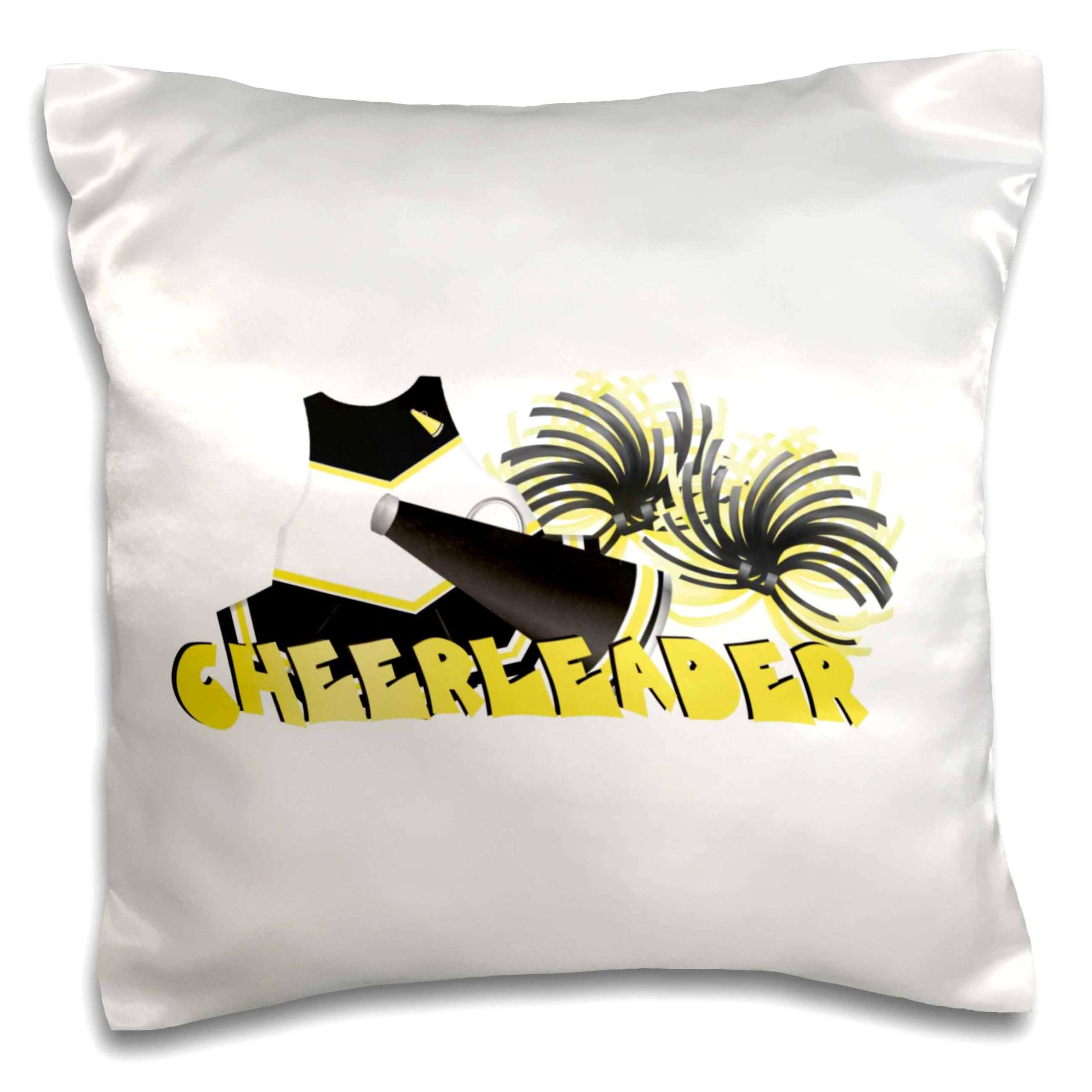 3dRose Black and Gold Cheerleader - Pillow Case, 16 by 16-inch (pc_26012_1)