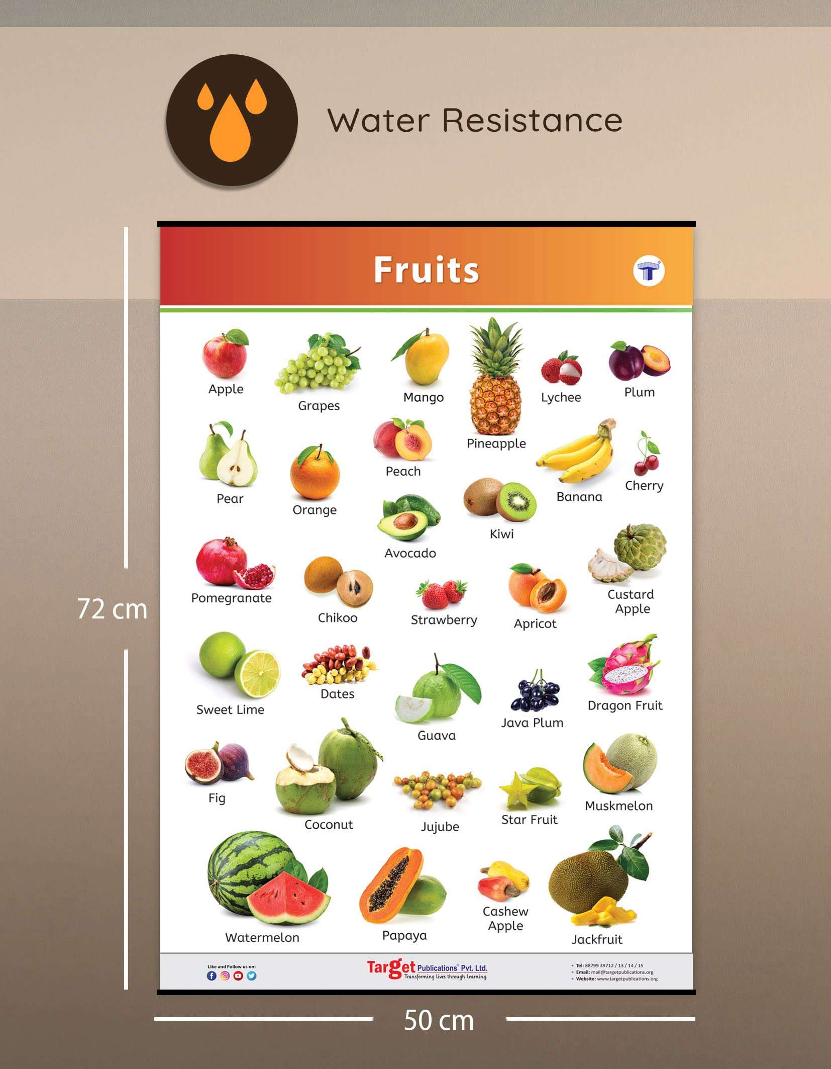 Jumbo Fruits Chart for Kids | My First Early Learning Educational Chart for Homeschooling, Kindergarten and Nursery Children | 39.25 x 27.25 in 3