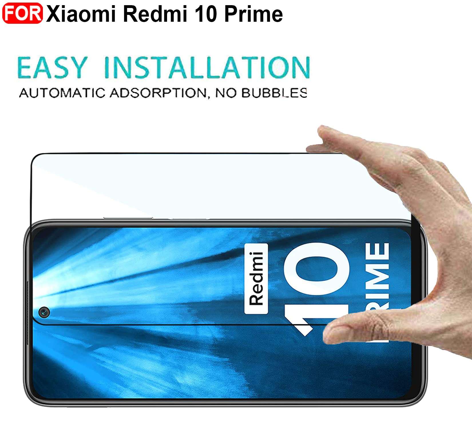 CEDO Redmi 10 Prime Tempered Glass | Screen Protector Full Glue Coverage Edge to Edge Tempered Glass for Xiaomi Redmi 10 Prime (Black) 6