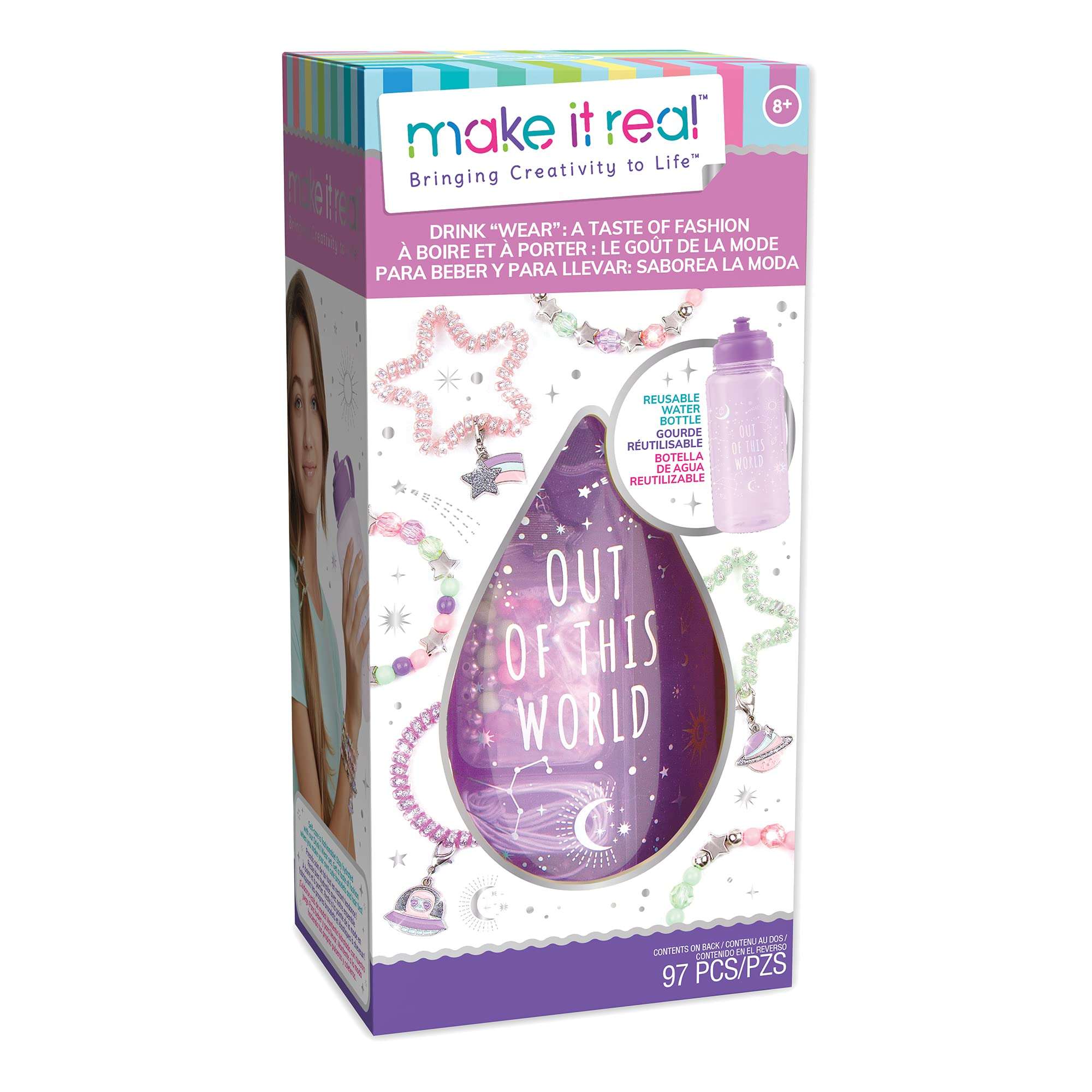 Make It Real - Sparkly Spiral Bracelets - DIY Charm Bracelet Making Kit - Friendship Bracelet Kit with Beads, Charms & Coils - Arts & Crafts Bead Kit for Girls - 70 Piece Kit - Makes 5 Bracelets