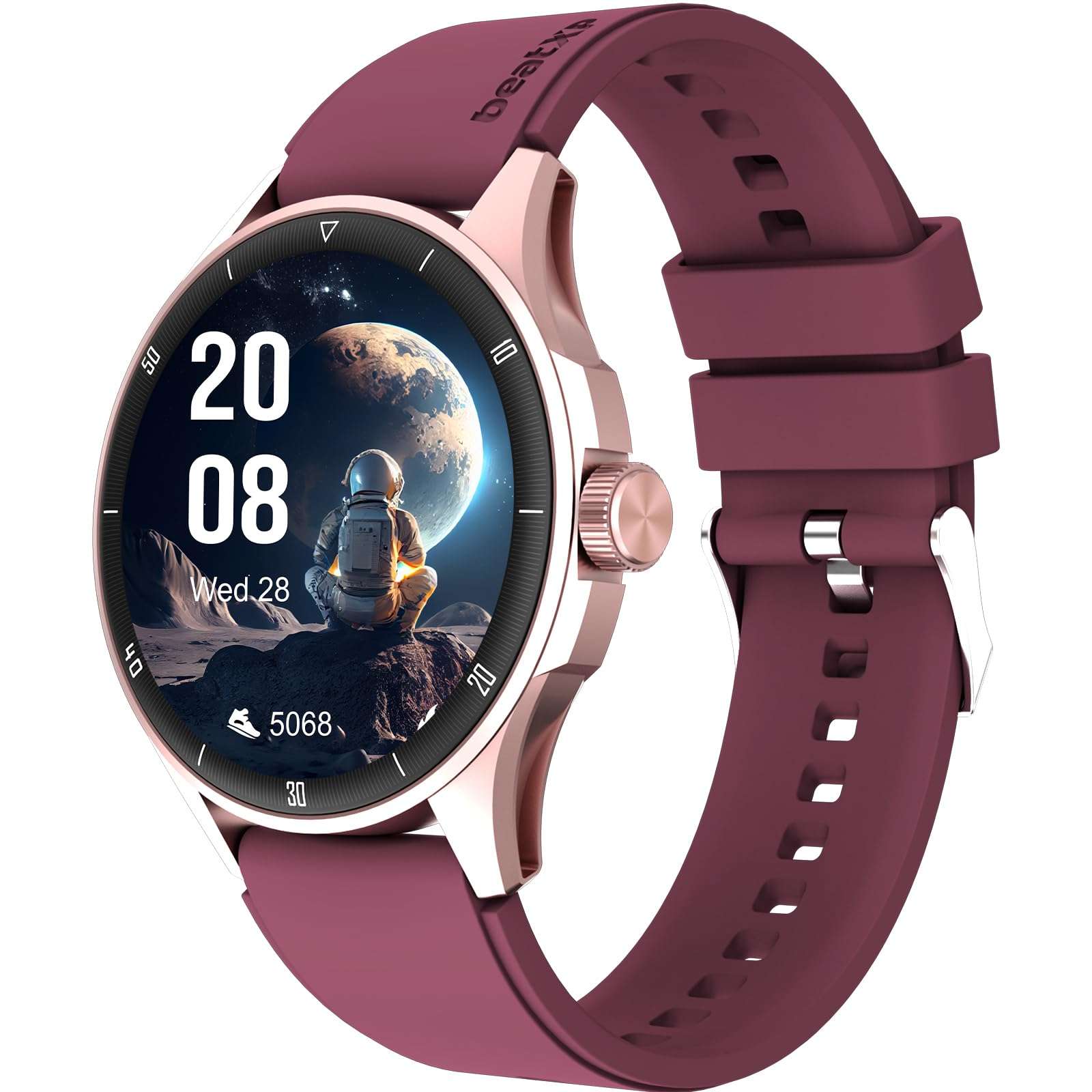 beatXP Vega Neo 1.43" (3.6 cm) Super AMOLED Display, One-Tap Bluetooth Calling Smart Watch, Metal Body, 466 * 466px, 500 Nits Brightness (Gold & Deep Wine) 1