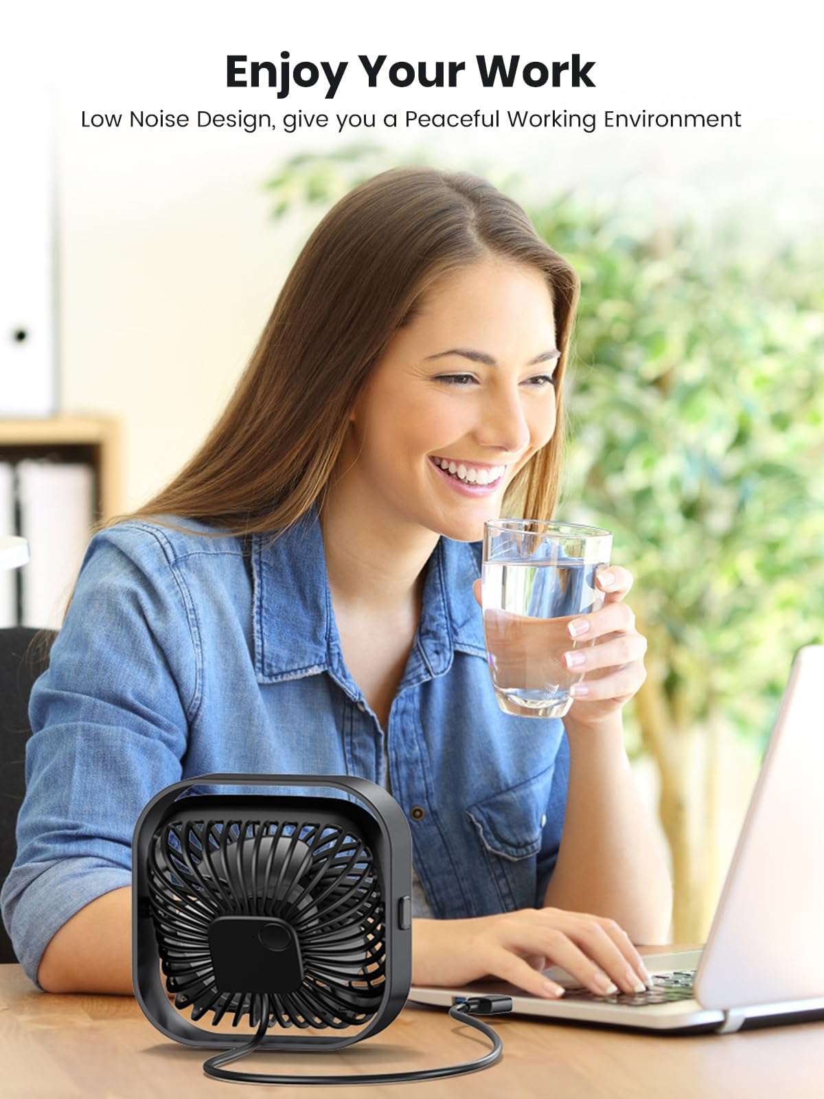 ARCTICOOL Small Table Fan, Mini USB Desk Fan, Strong Airflow & Quiet, USB Powered, 3 Speeds Wind Small USB Fan for Desk, 360° Rotatable for Home Office Table Desktop (4 Inch) 4