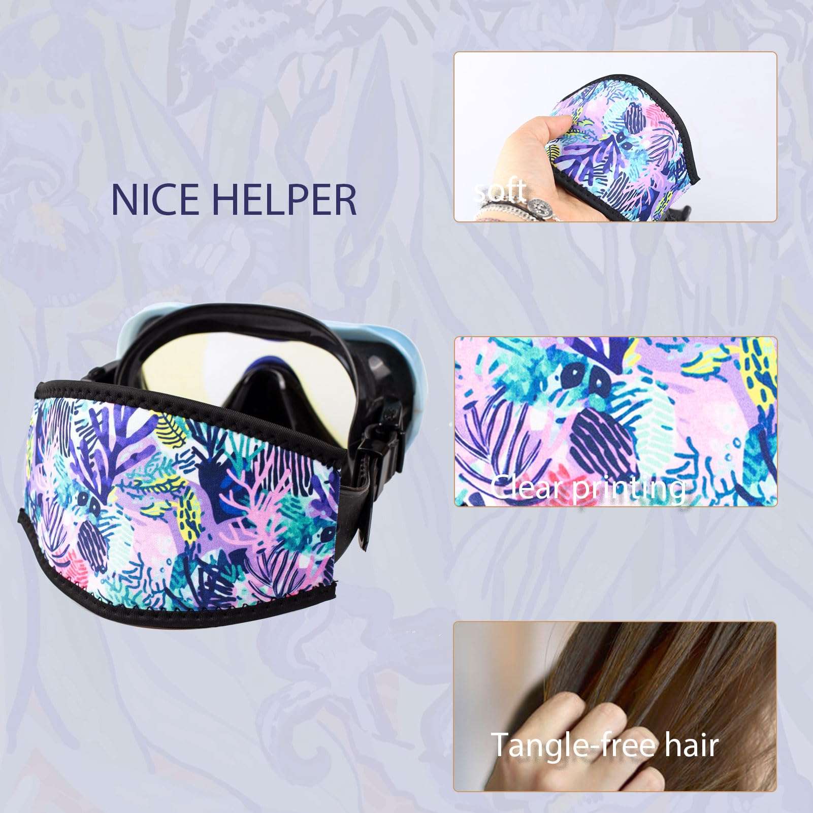 Diving Mask Slap Straps Cover Neoprene Creative Retro Swimming Goggles Glasses Strap Head Band Parts Accessories For Diving (colored coral) 6