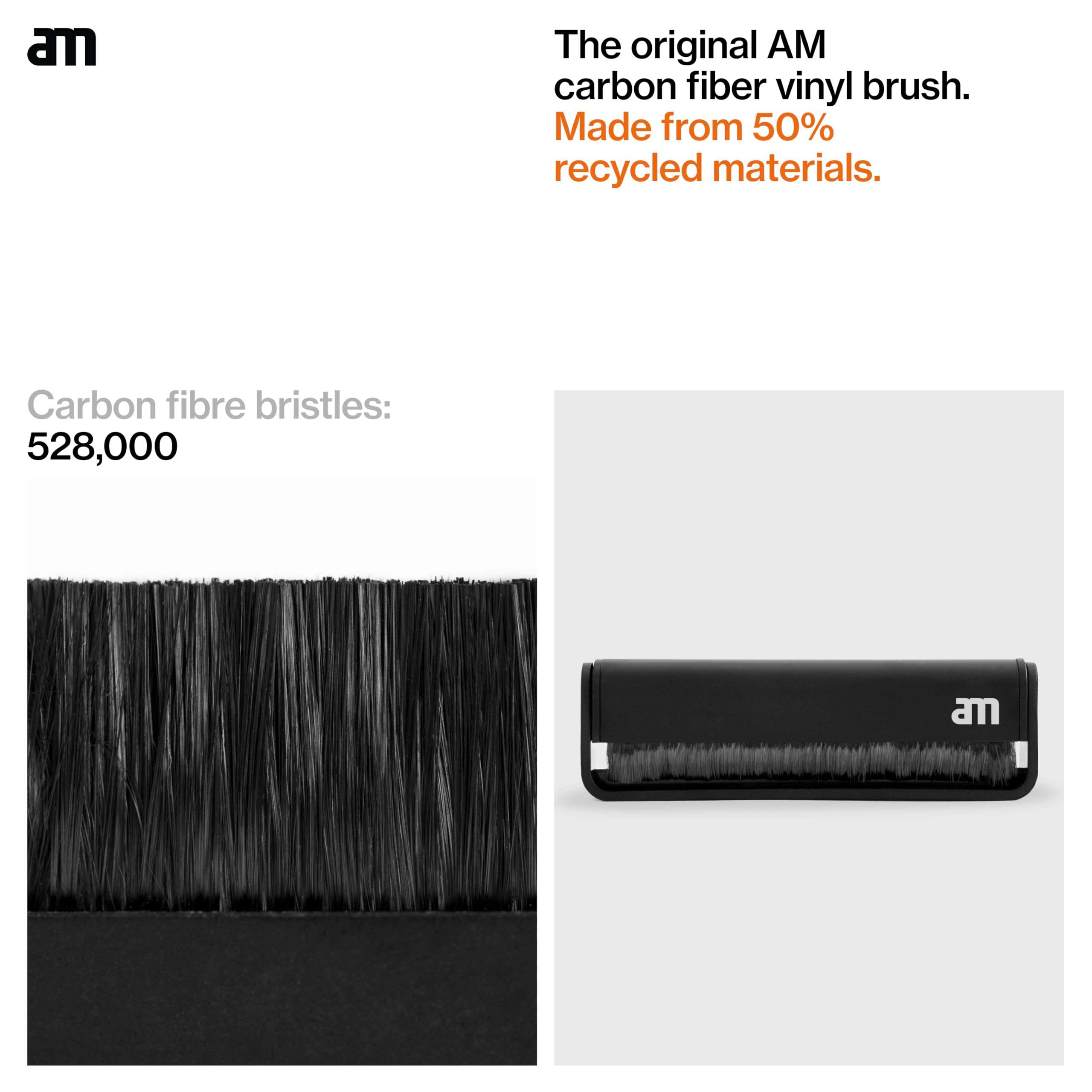 AM Record Cleaner Brush, Ultra Fine Carbon Fibre, Record Anti-Static for Music Lovers, Lifts Dust & Reduces Friction, Record Cleaning Must Have 2