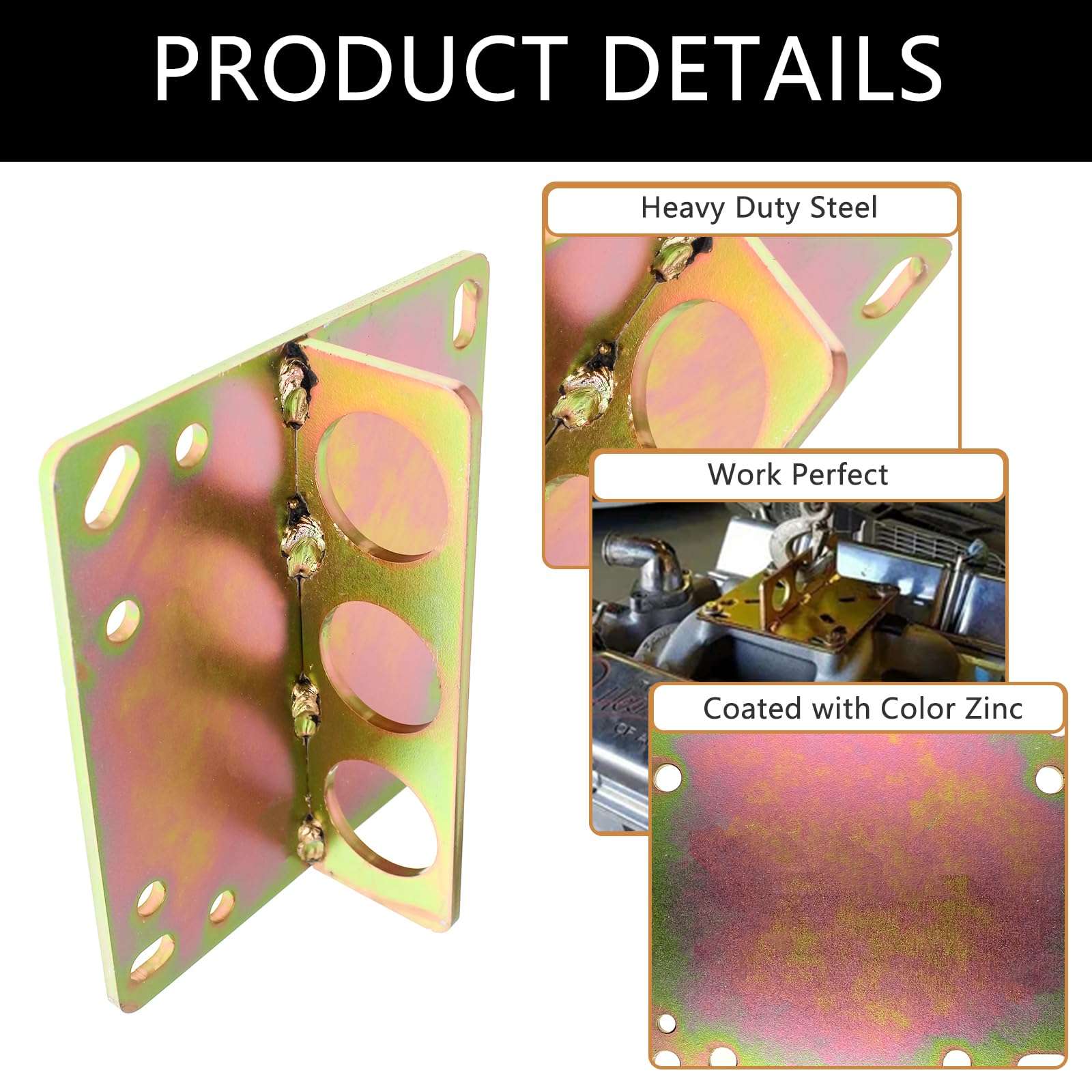 GOOFOUND 1/2 Ton (1,000 lbs.) Capacity Universal Engine Lift Plate , Sturdy Steel Construction for Easy Installation, Gold 5