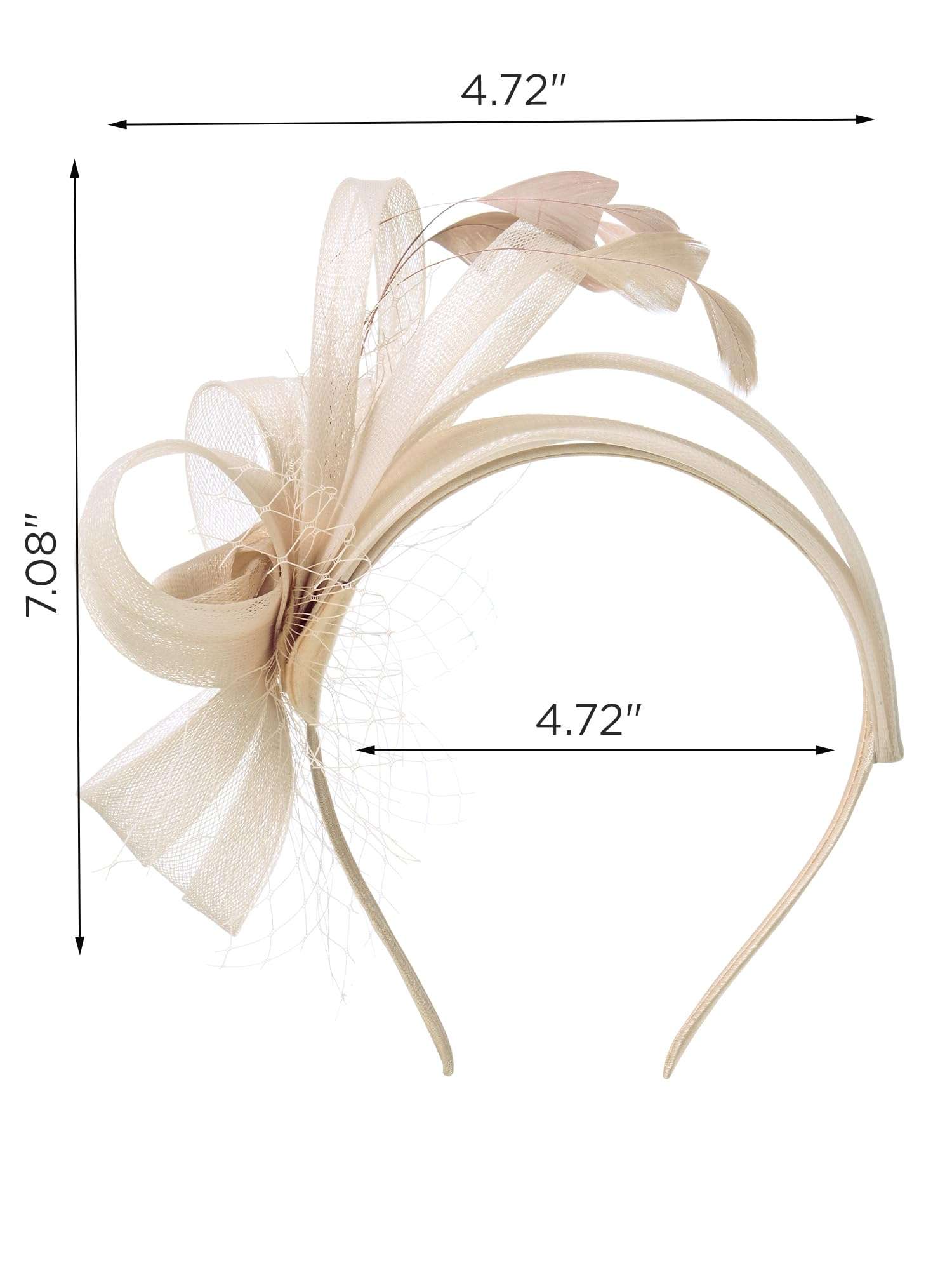 SWEETV Elegant Fascinators Headband with Feather, Women's Tea Party Hat for Kentucky Derby, Cocktail, Wedding, Fancy Dress Party, Champagne 6