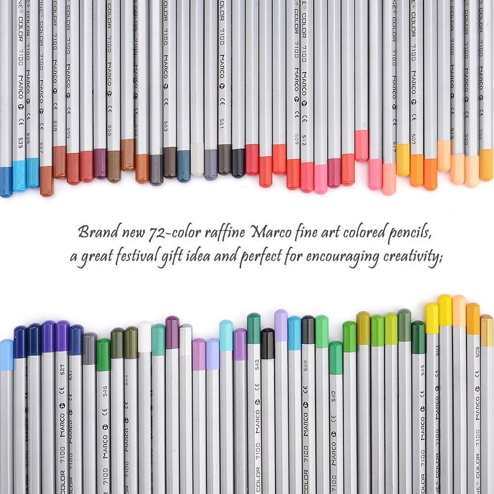 Marco Raffine Fine 72 Colors Art Drawing Pencil 7100-72CB Set Wooden Writing Painting Artist Sketching Craft Doodling Designs and Creativity Colorful Blessings Cards 3