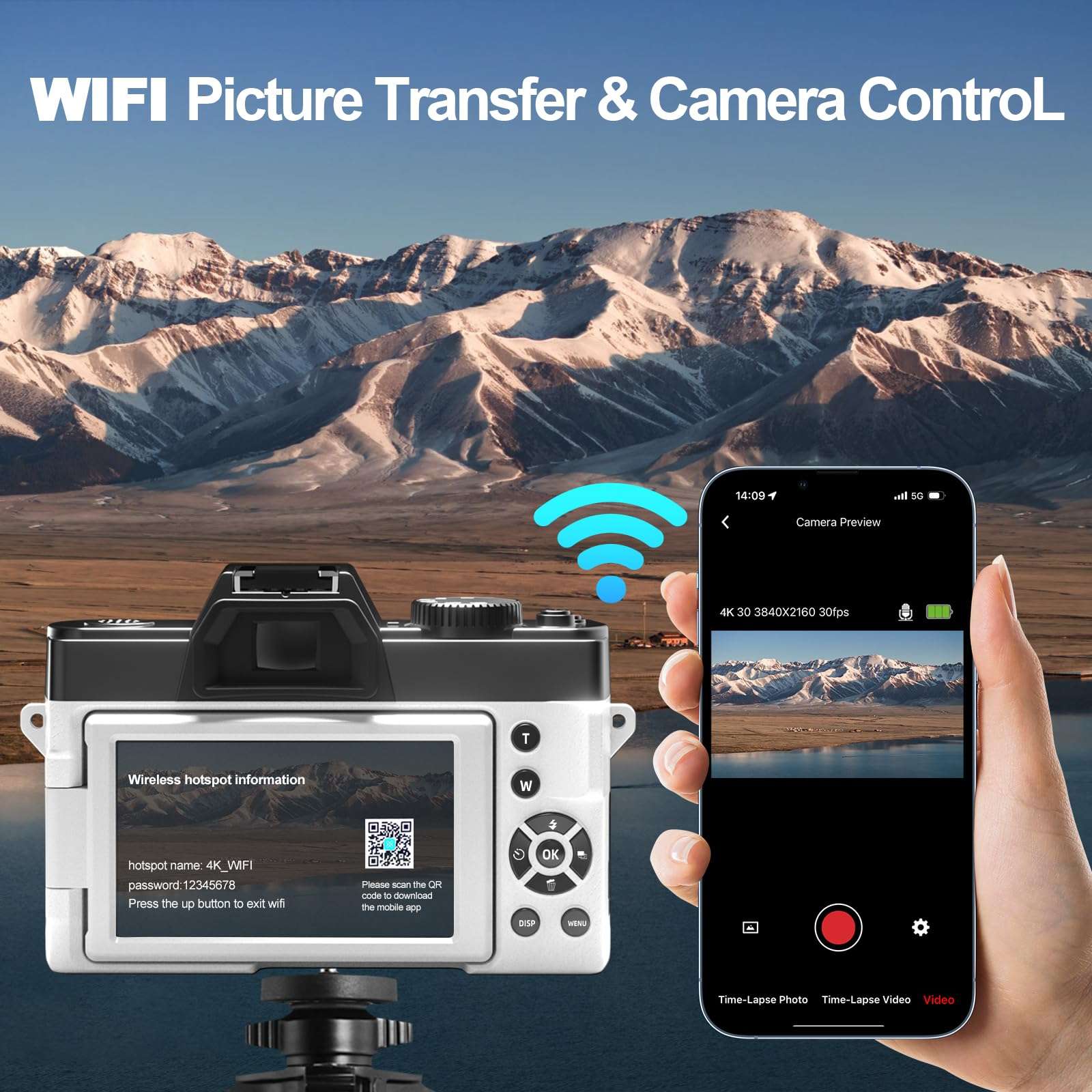 Digital Cameras for Photography,4K Vlogging Cameras for YouTube,Travel Point and Shoot Digital Cameras Fotograficas with 180°Flip Screen,16X Digital Zoom,52mm Macro Lens,2 Batteries（White） 6