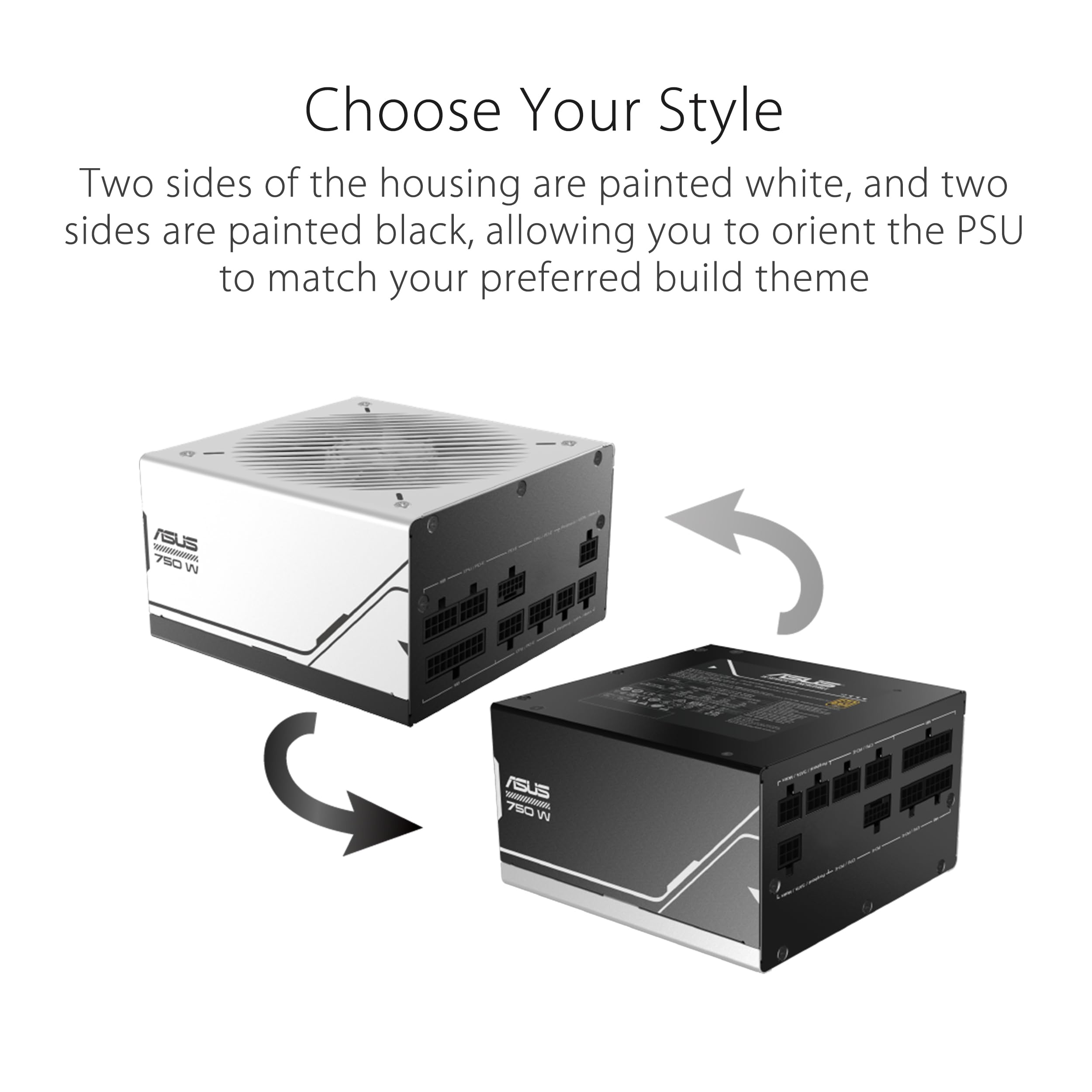 ASUS Prime 750W Gold (750 Watt, ATX 3.0 Compatible, Fully Modular Power Supply, 80+ Gold Certified, Dual Ball Bearings, Two Color Options in One, 8-Year Warranty) 6