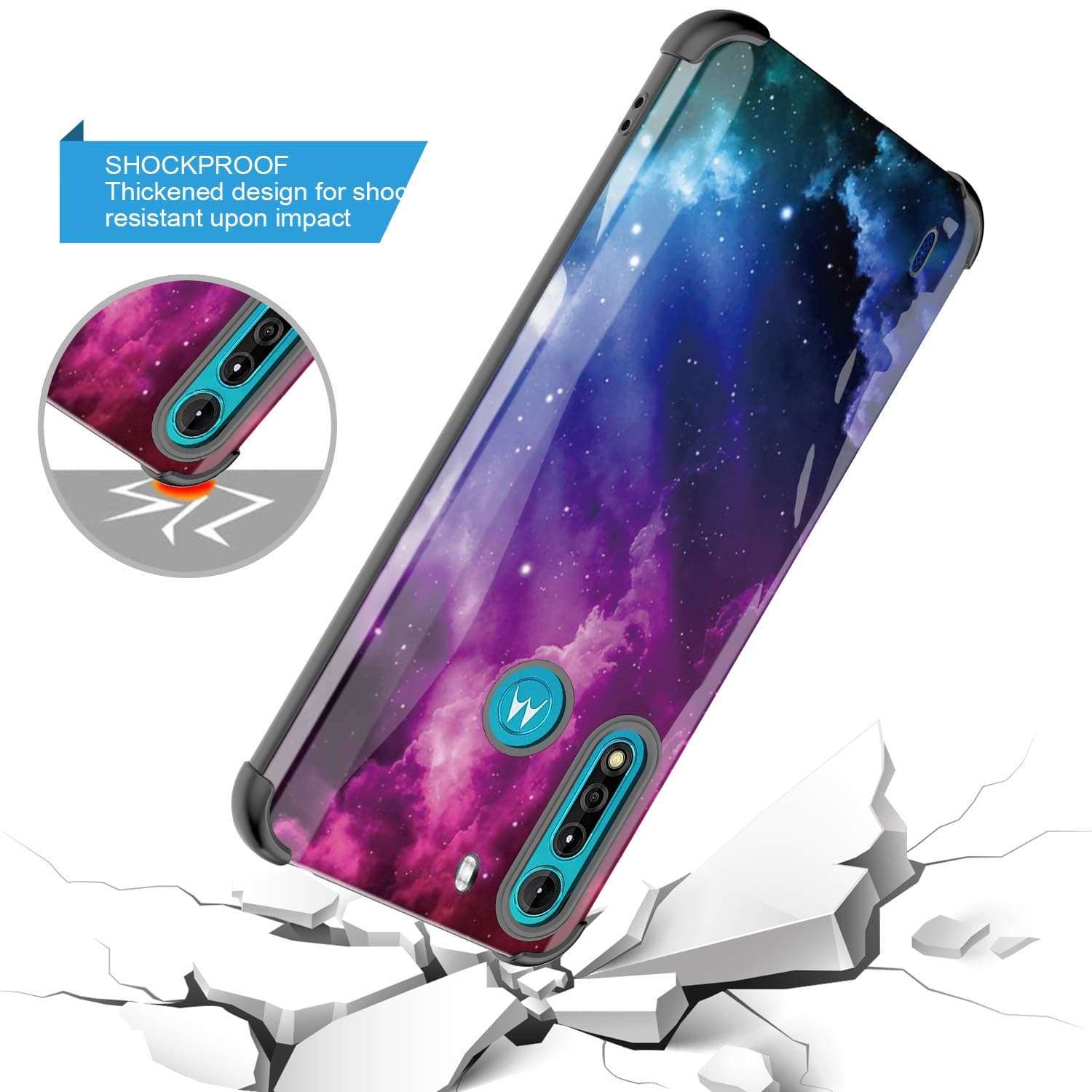 GORGCASE for Motorola Moto One Fusion Case (Not Fusion Plus) Slim Scratch Resistant Hard PC TPU Shockproof Anti-Drop TPU Airbag Bumper Armor 4 Cornor Protective Cover Girls Women Star Galaxy MILKWAY 5