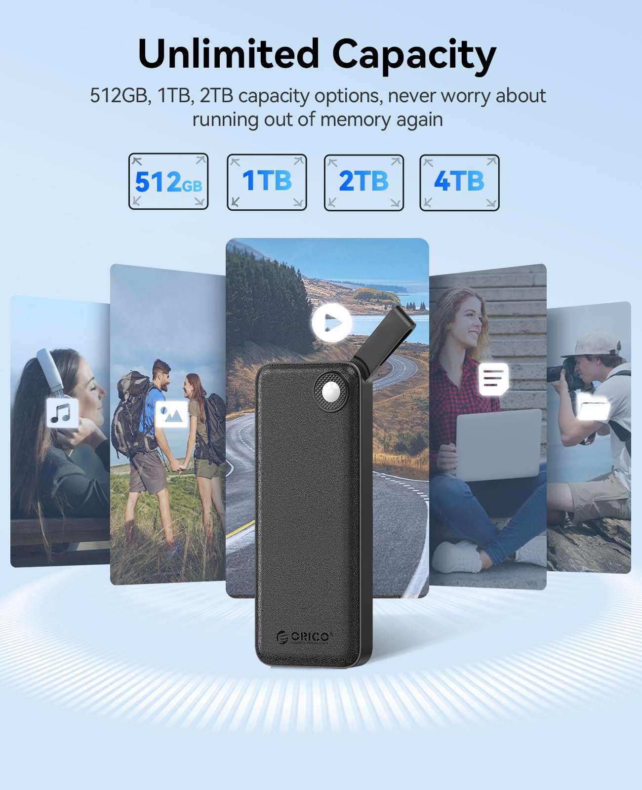 ORICO 512GB External SSD, Up to 1050MB/s, Compact with 2 in 1 USB C & A Cable, External Solid State Drives, Reliable Storage for USB C Smartphone, Tablet, PC - B10PRO 4