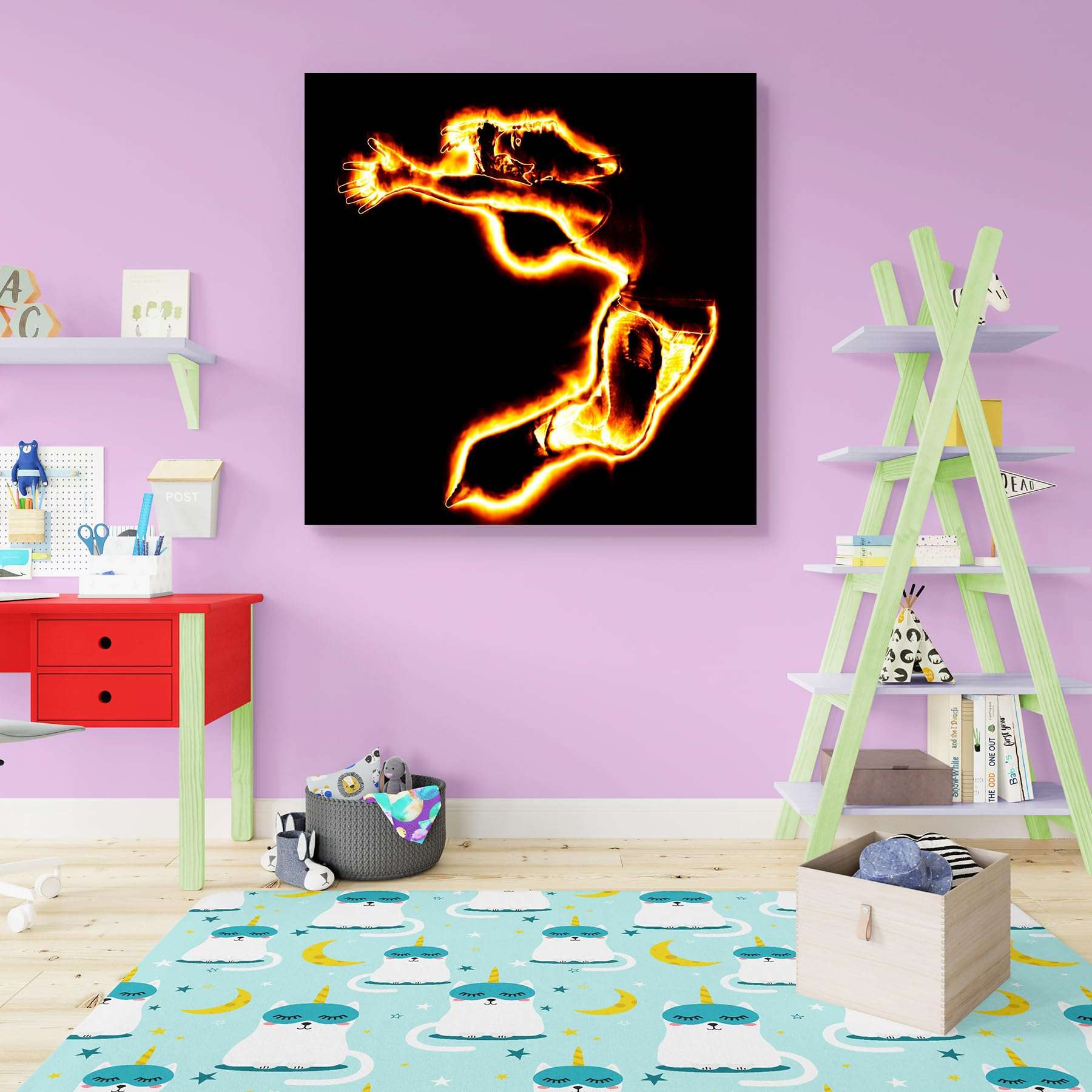 Pitaara Box Fire Dancing | Peel & Stick Vinyl Wall Sticker for Bedroom & Living Room | 16 x 16 inch (41 x 41 cms) 1