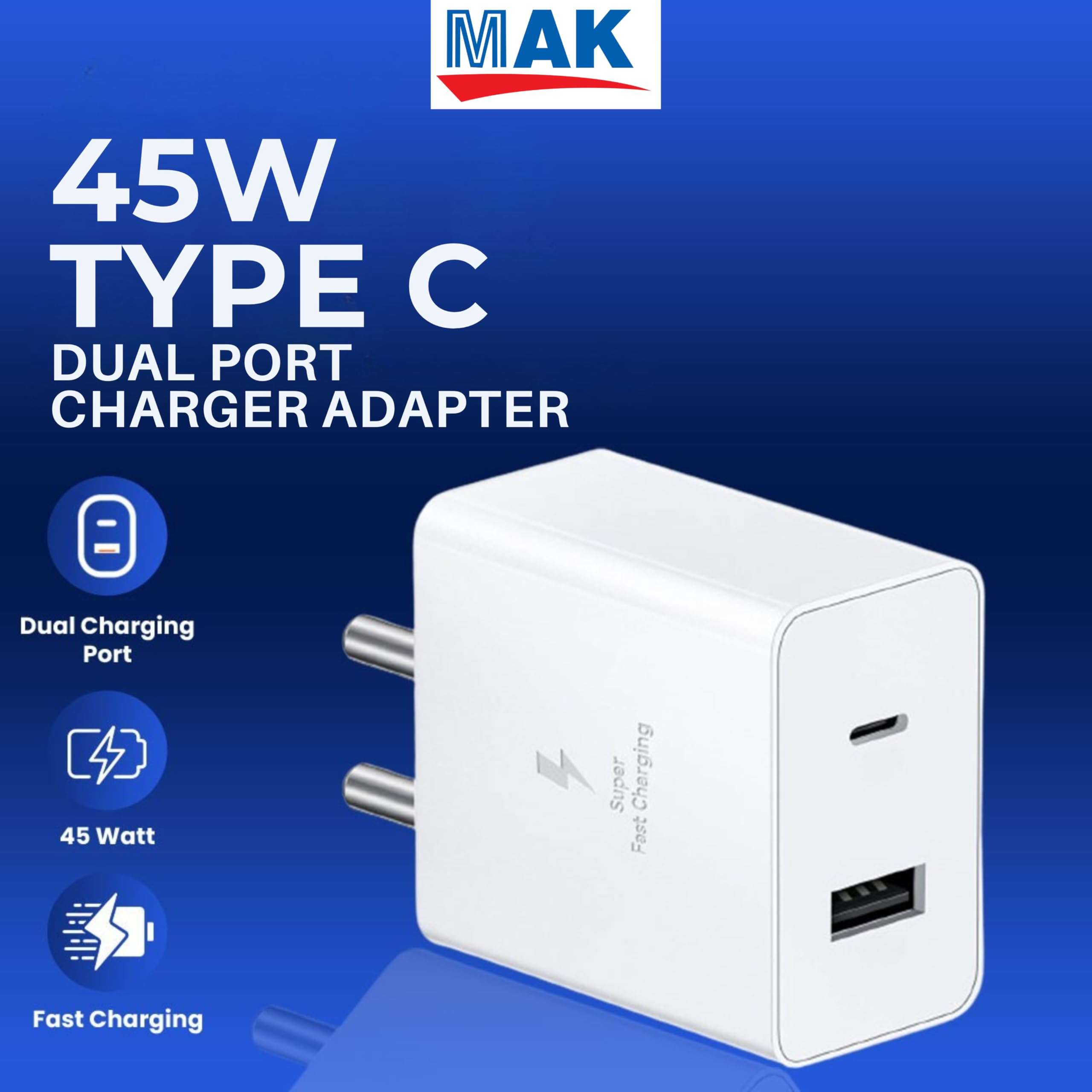 45W Rapid Fast Charging Adapter with USB-C & USB-A Dual Ports, PD & Quick Charge Support for Samsung, iPhone, Nothing & Pixel,White 3
