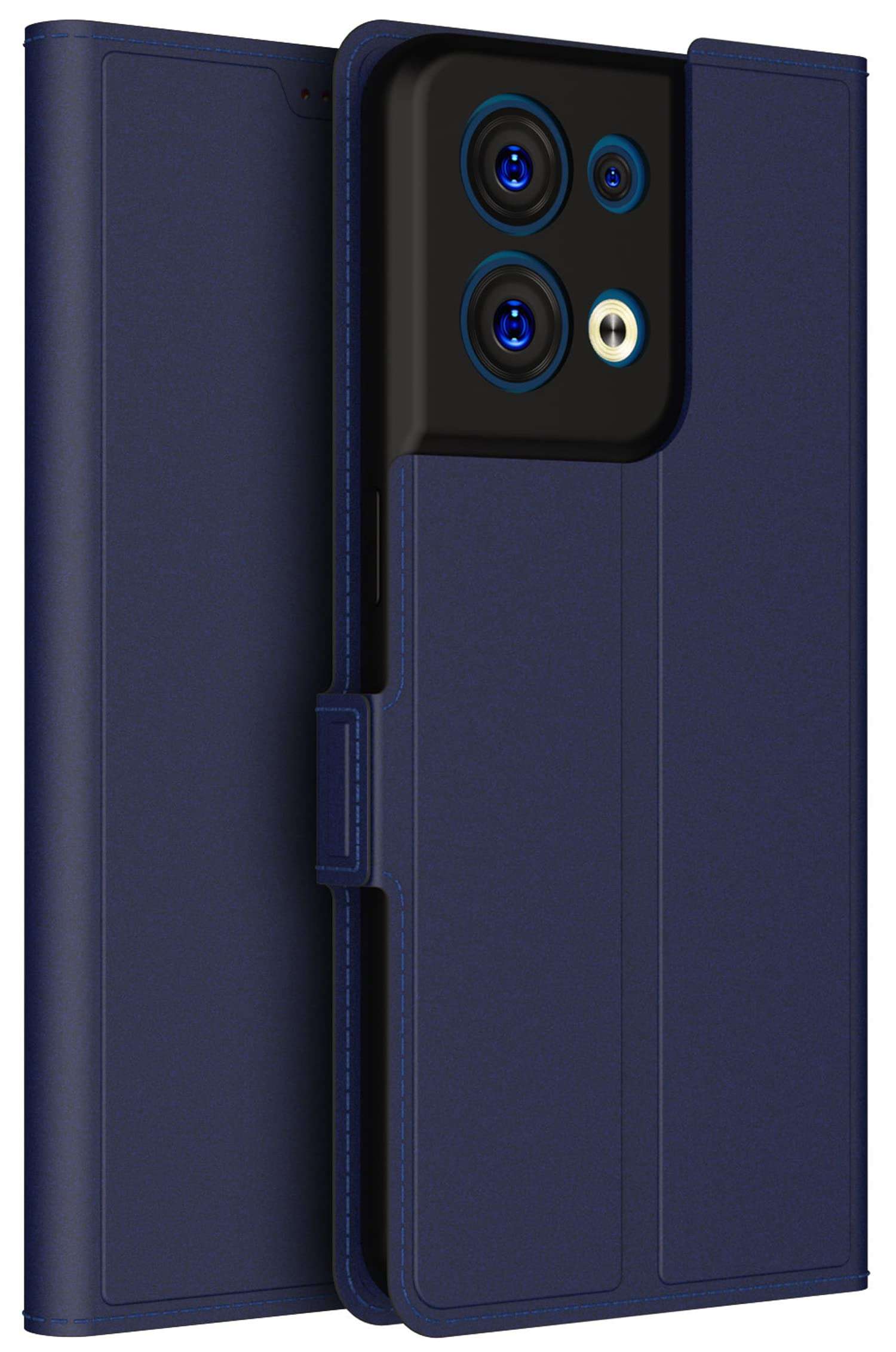 KAPA Noble Slim Magnetic Leather Flip Case Cover for Oppo Reno 8 (5G),Card Holder Stand Leather Flip Wallet Case (Blue)