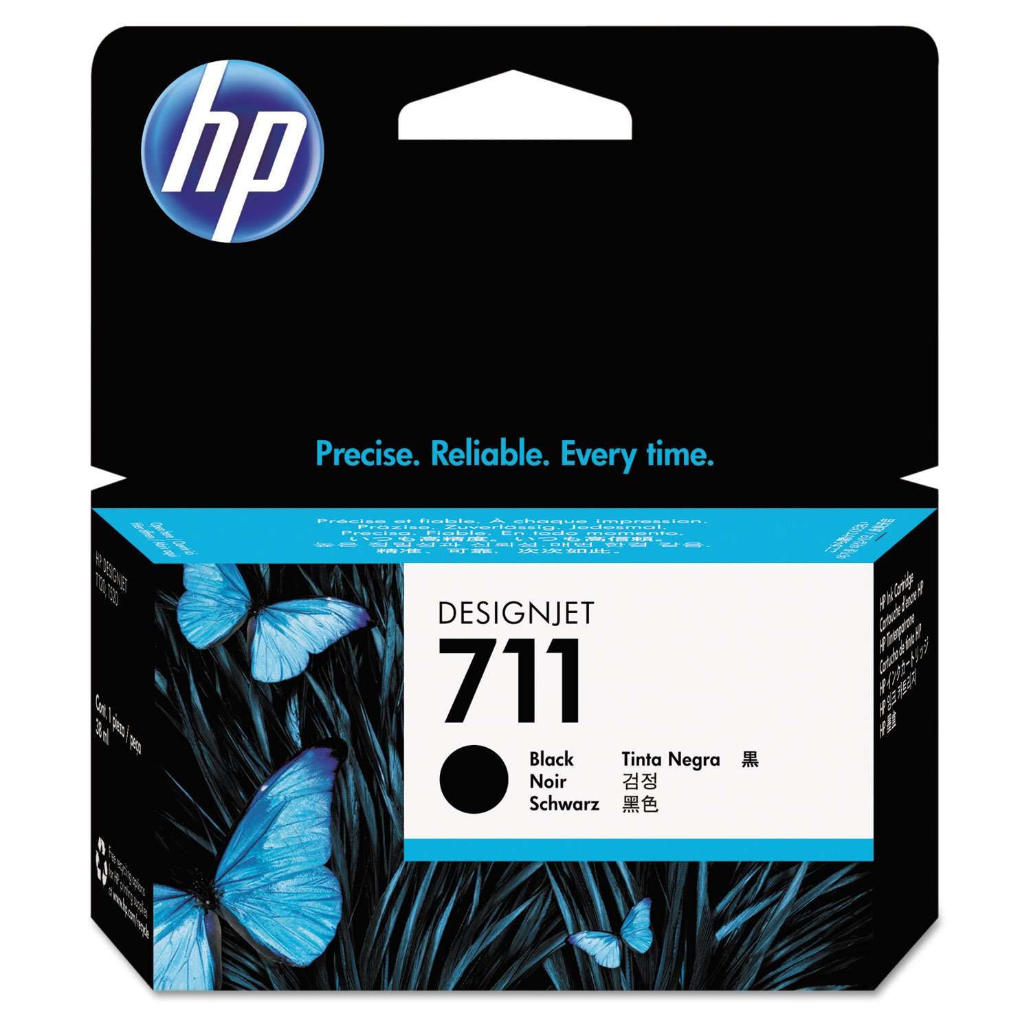 HP 711 Black 38-ml Genuine Ink Cartridge (CZ129A) for DesignJet T530, T525, T520, T130, T125, T120 & T100 Large Format Plotter Printers 1