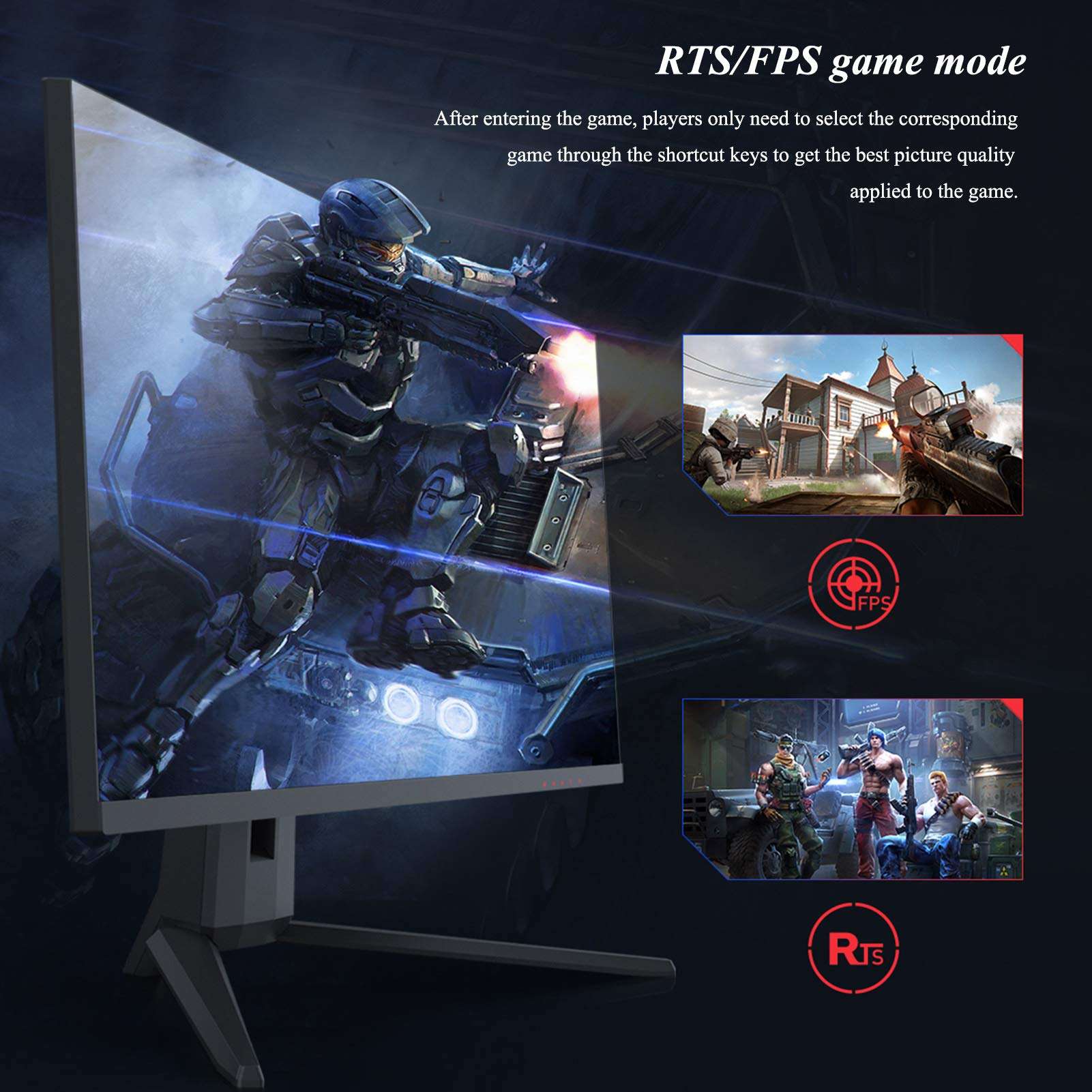 ZZYH 24" 144Hz IPS Monitor - 1920 * 1080, 1ms, FreeSync, HDMI, DisplayPort, VGA, Filter Blue Light, No Flicker, Ultra-Narrow Bezel Computer Curved Display Screen, Suitable for Xbox, PS4 5