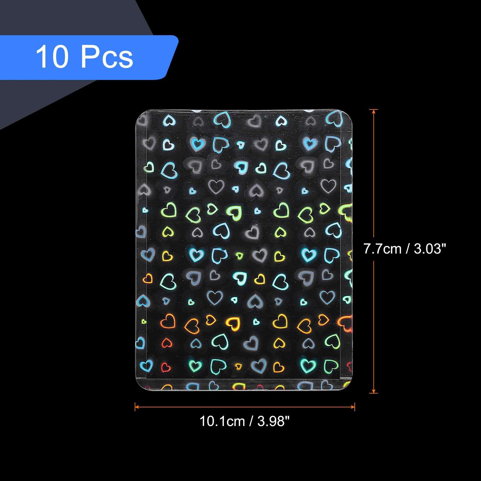 uxcell 10Pcs Photocard Holder, Holographic Clear Card Sleeves, Photo Protector Shield Cover for Trading Cards Decoration, Top Opening Small Heart 3