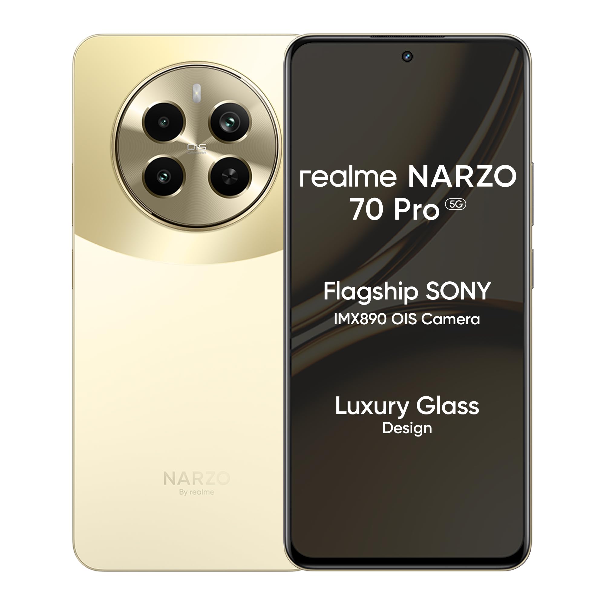 realme NARZO 70 Pro 5G (Glass Gold, 8GB RAM,256GB Storage) Dimensity 7050 5G Chipset | Horizon Glass Design | Segment 1st Flagship Sony IMX890 OIS Camera