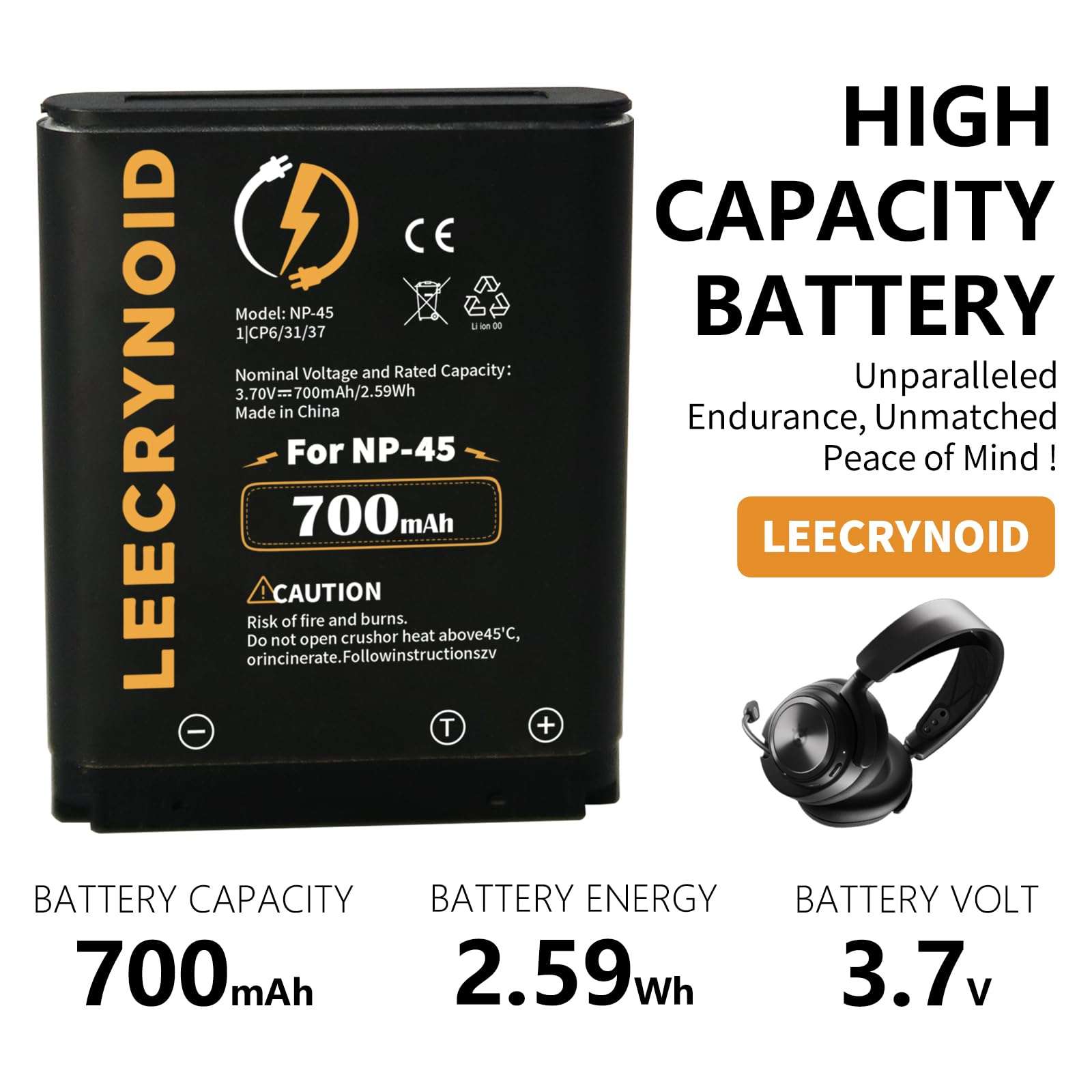 LeeCrynoid 2-Pack NP-45 700mAh Battery, Compatible with Steelseries Arctis Nova Pro Wireless Headset, Arctis Nova Pro Wireless Headset for Xbox, Arctis Nova Pro Wireless Headset for PlayStation 3