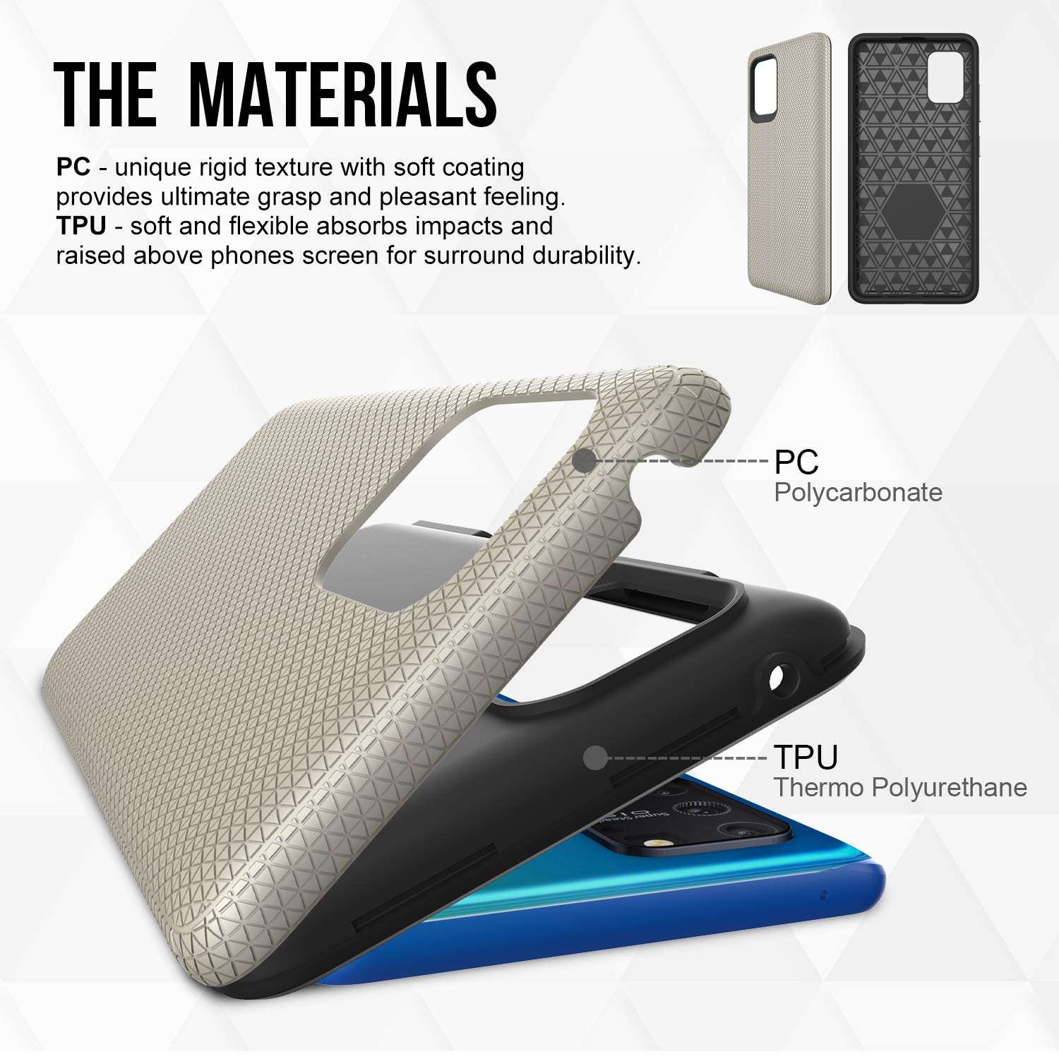 Thinkart Galaxy S10 Lite (2020) Case with Tempered Glass Screen Protector,Anti-Slip Non-Slip Texture Protection Hard Cover for Samsung Galaxy S10 Lite,Galaxy A91,Galaxy M80S Phone (Golden) 4