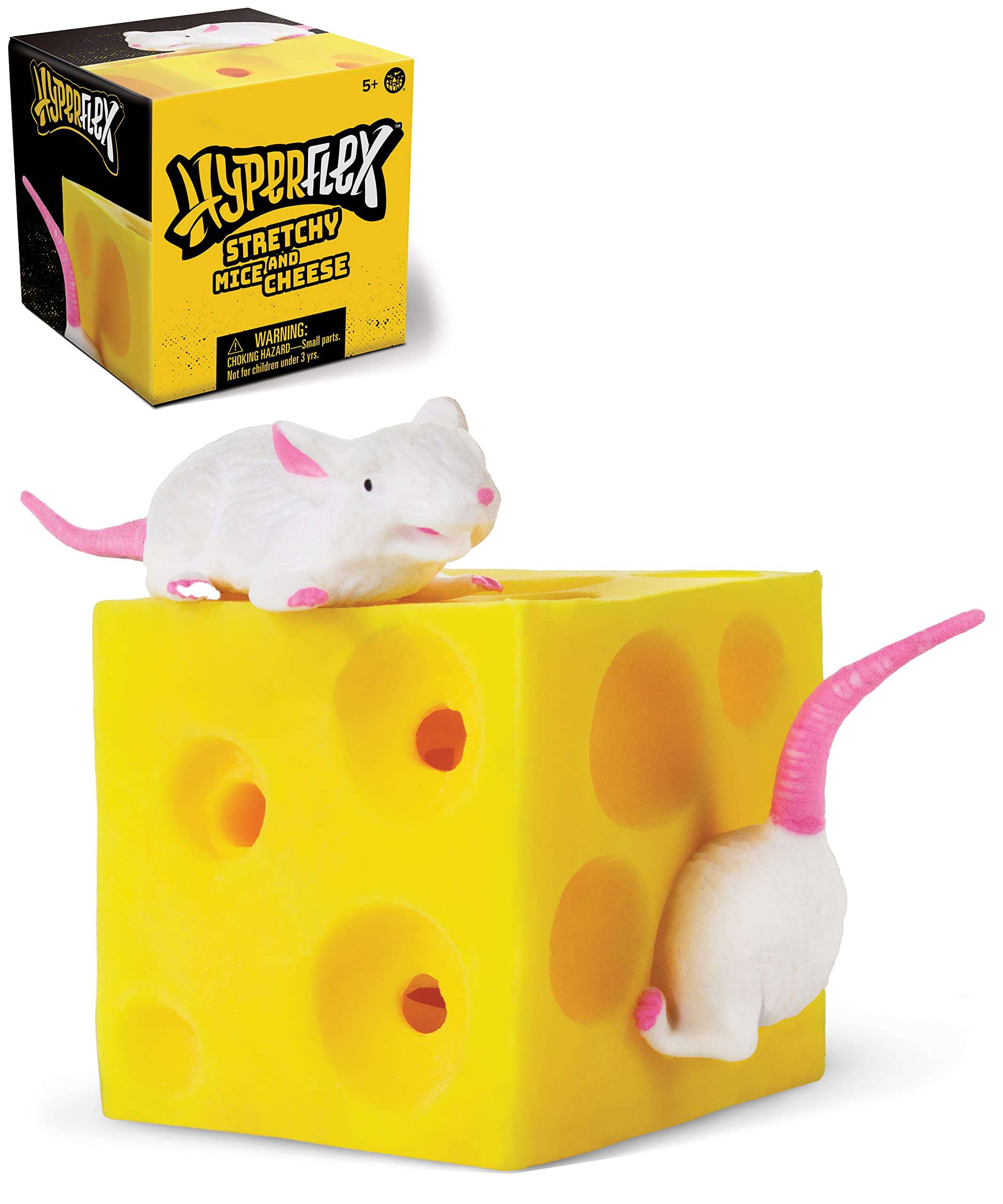 Play Visions Stretchy Mice and Cheese Toy - 2 Squishable Figures And Cheese Block - Stress Busting Fidget Toy 3