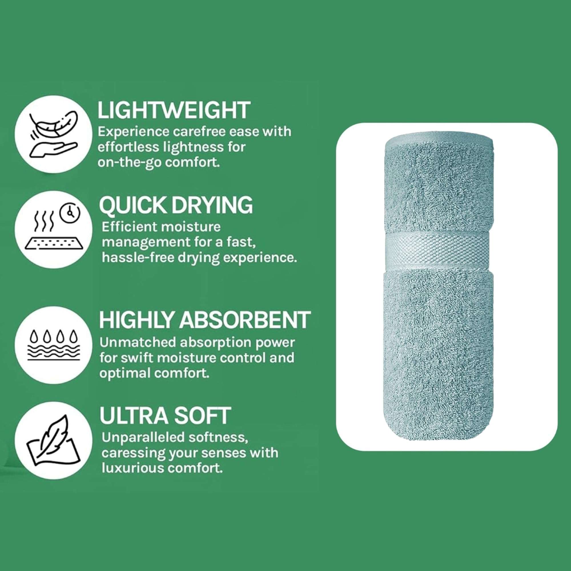 Sulfar 100% Terry Ring Spun Cotton Face Towel - Quick-Dry, Highly Absorbent (480 GSM) (30 x 30 Cm) Nile Blue (Pack of 1) 6