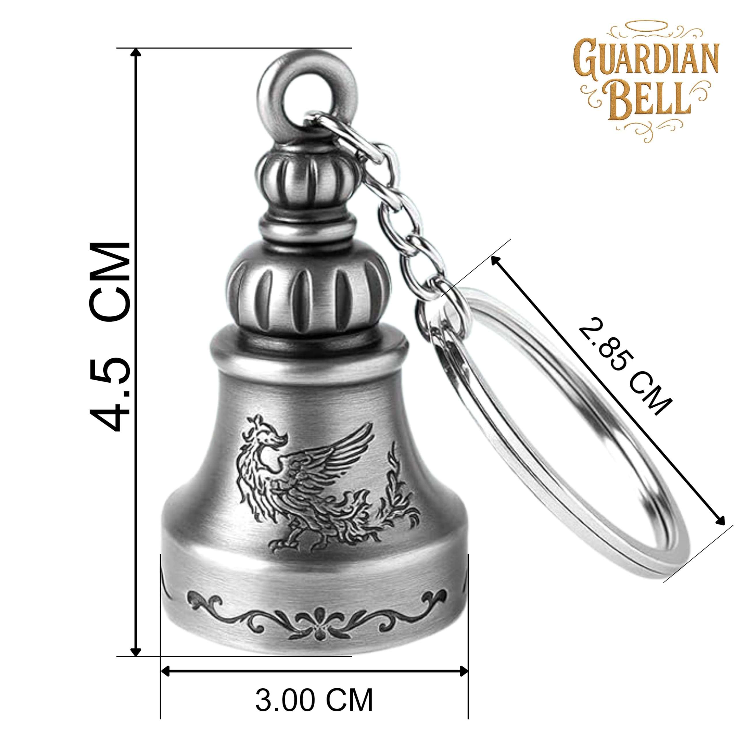 OTTAVO Guardian Bell Keychain, Oxidized Copper, Tibetan Style, 5 cm Height, Good Luck Charm (Silver Antique Style 2) 3