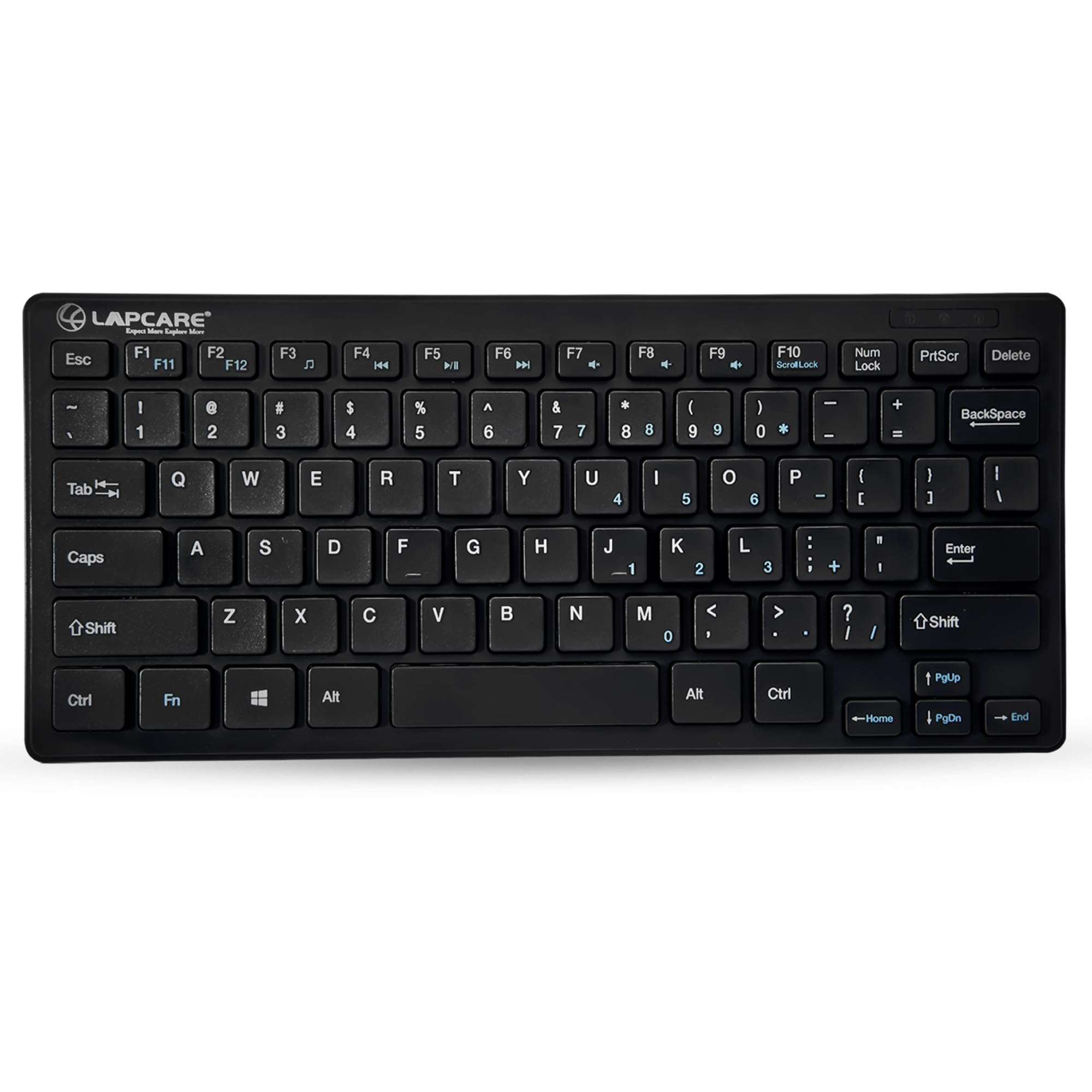 LAPCARE D-lite Plus Wireless Keyboard with 2.4 GHz & 10 M BT Range &78 Keys, 8 Million Key Life, Minimalist Design,Compatible Window98, ME, 2000, XP, Windows VISTA/7/8/10,Linux (D-Lite + BLK) 1