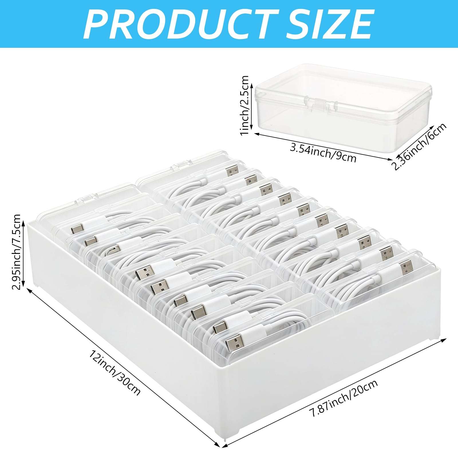 YEXEXINM Extra Large Cable Organizer Box with 22 Clear Switch Case Power Cord Organizer Desktop Cable Management Box Cord Storage Box for Desk Accessories Stationery Supplies Office Home 3