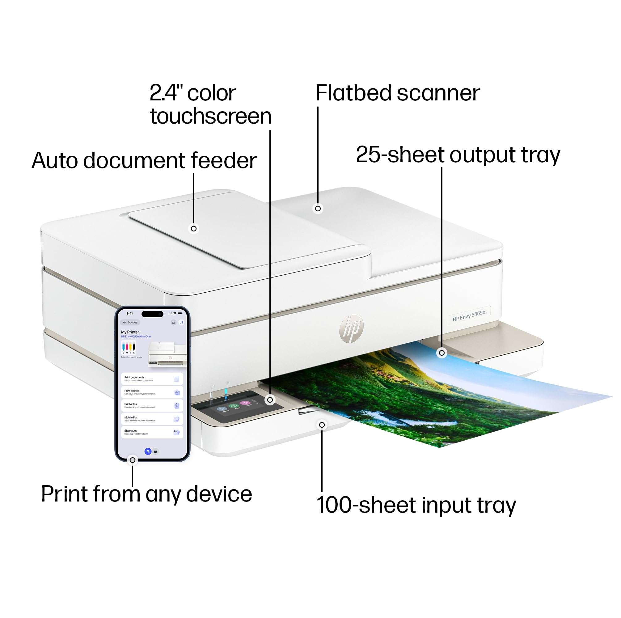 HP Envy 6555e Wireless All-in-One Color Inkjet Printer, Portobello, Print, scan, copy, Duplex printing Best-for-home, 3 month Instant Ink trial included, AI-enabled (714N5A) 4