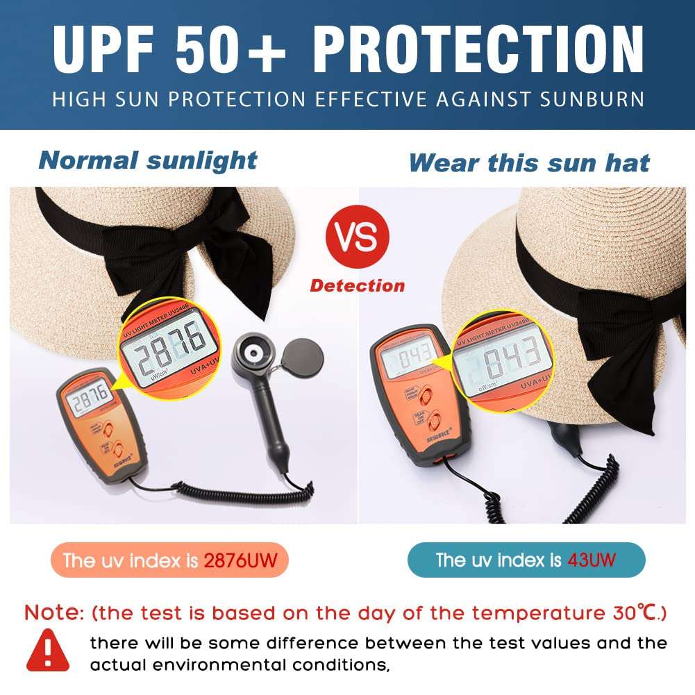 Comhats XL Sun Hat for Extra Large Head Womens Floppy Summer Beach Straw Wide Brim SPF 50 Foldable Beige 5