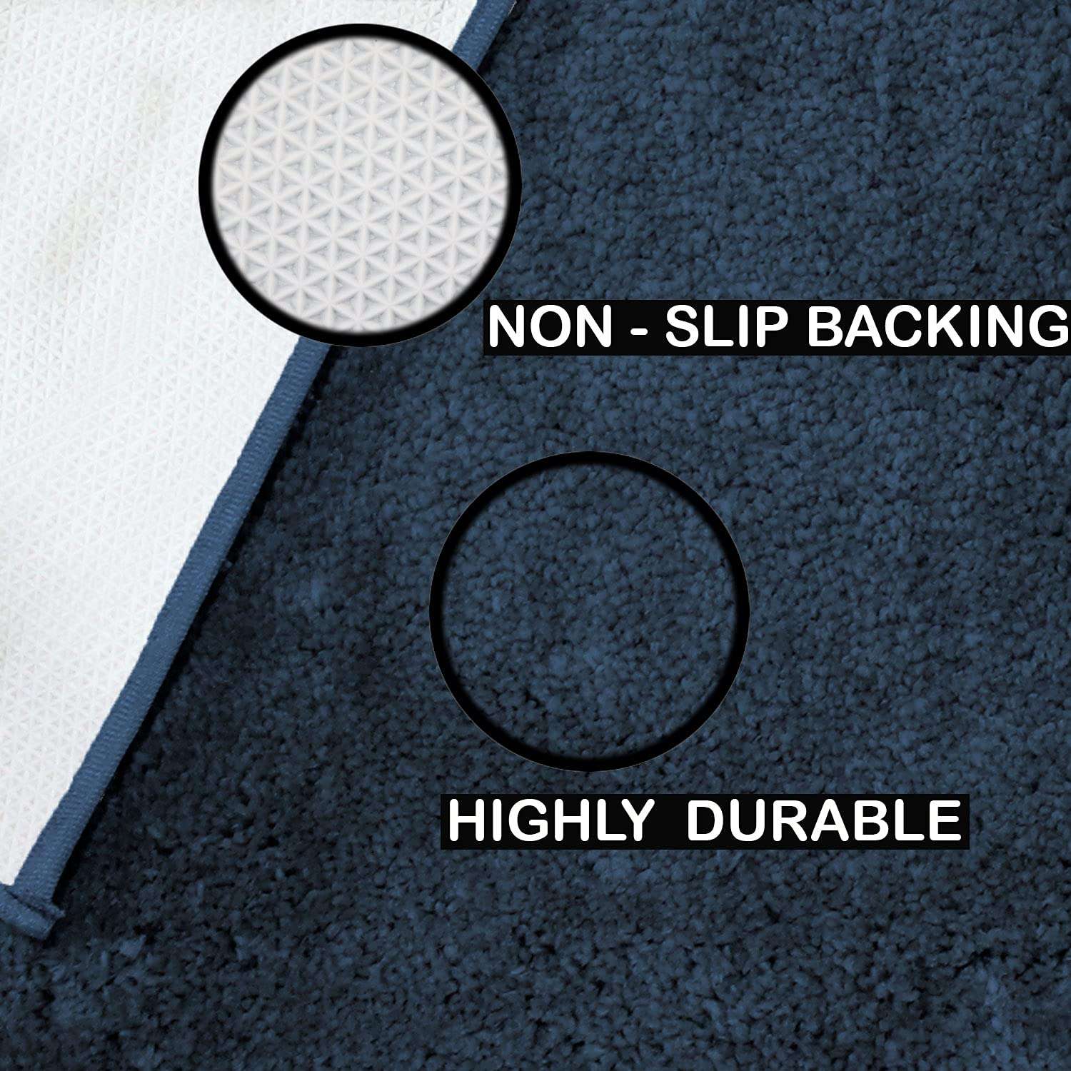 Luxe Home Bathmat 2500 GSM Microfiber Anti Skid Slip Water Absorbent Machine Washable and Quick Dry Newman Mats for Bathroom, Kitchen, Entrance ( Navy Blue , 45cm x 75cm , Pack of 1 ) 6