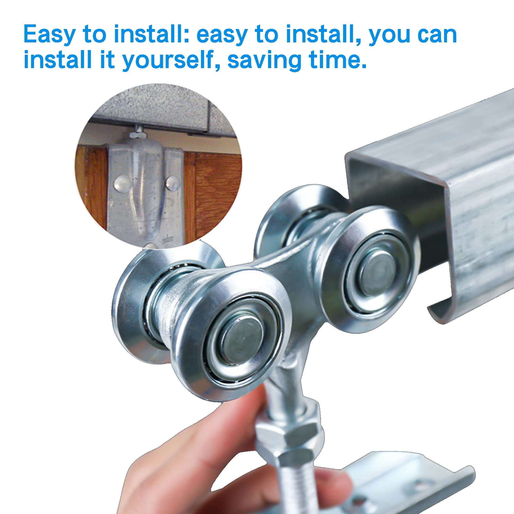 Dia 46mm Steel Double Wheel Rail Hanging Trolley Silver Sliding Track Roller Hanging Barn Door Rail Trolley Wheel H3-3 w/Nuts 3