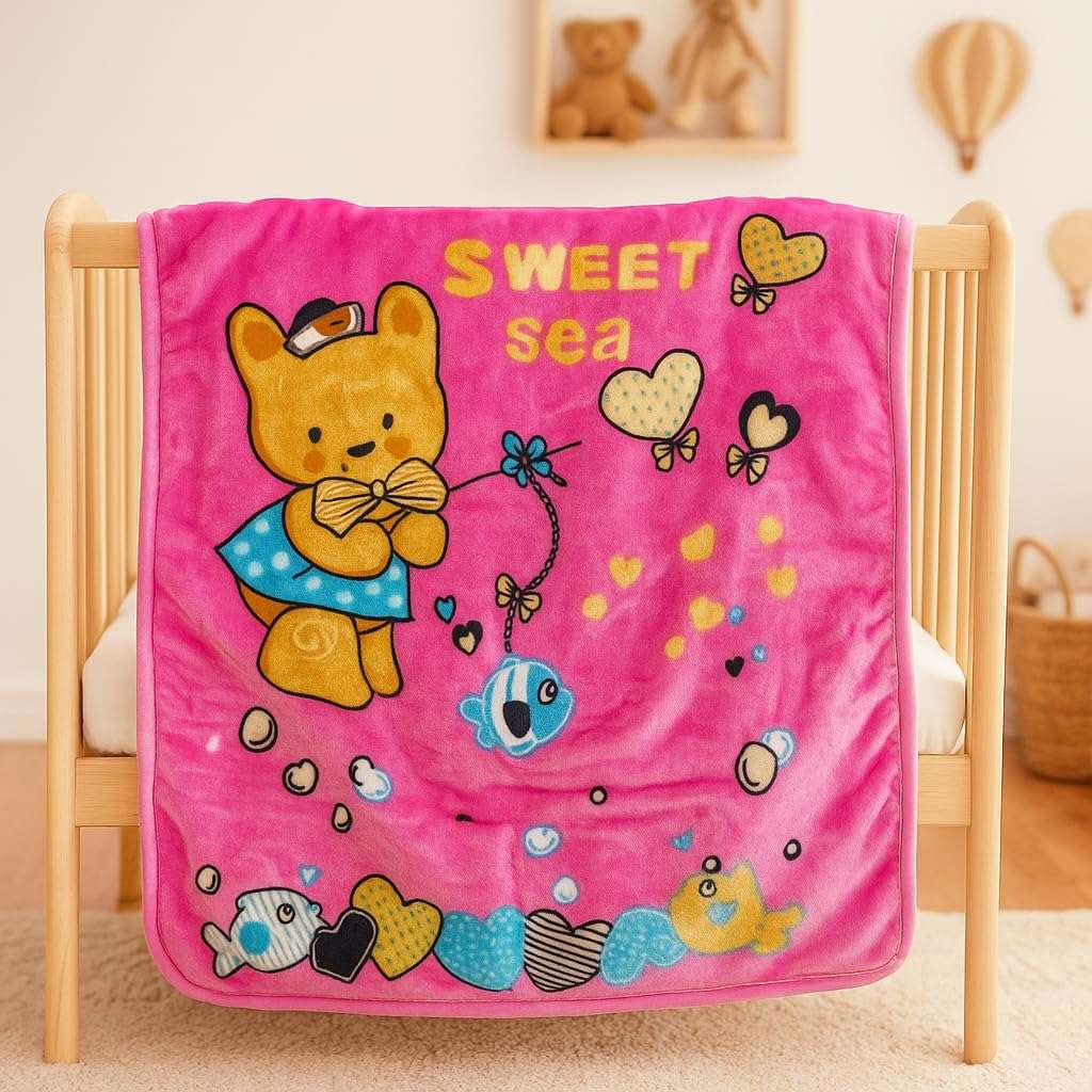 DIVYAM Soft Kids Blanket Light Pink 80x120 cm Set of 1 – Ultra Soft, Skin-Friendly, Lightweight & Warm Multi-Season Fleece Blanket for Crib, Stroller, Travel, or Naptime, Full Coverage Blanket 4