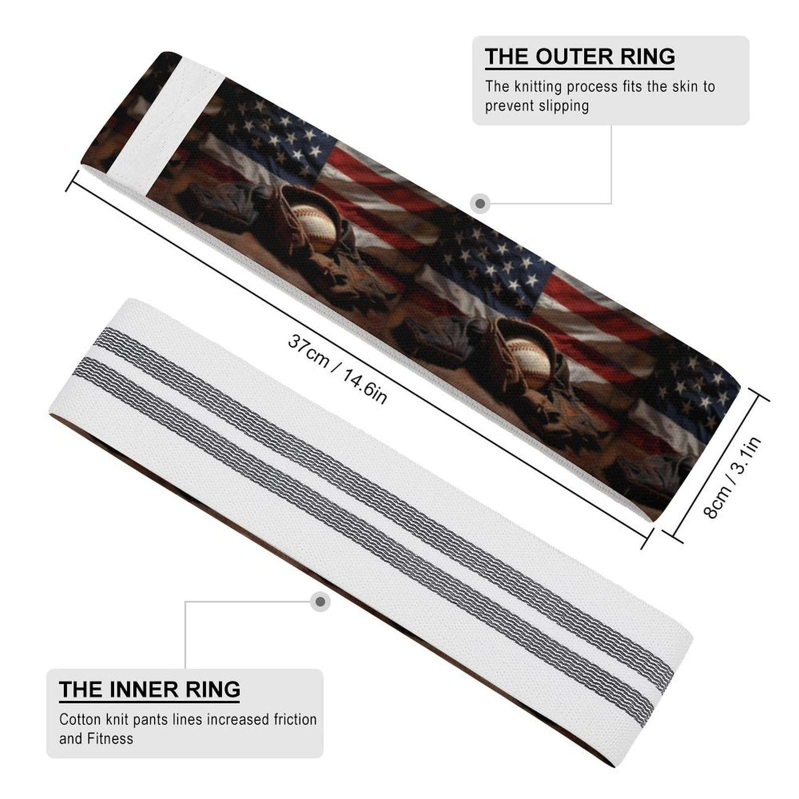 U.S. Baseball Flag Resistance Bands Yoga Straps for Stretching for Pilates Workout Bands for Home Gym 3
