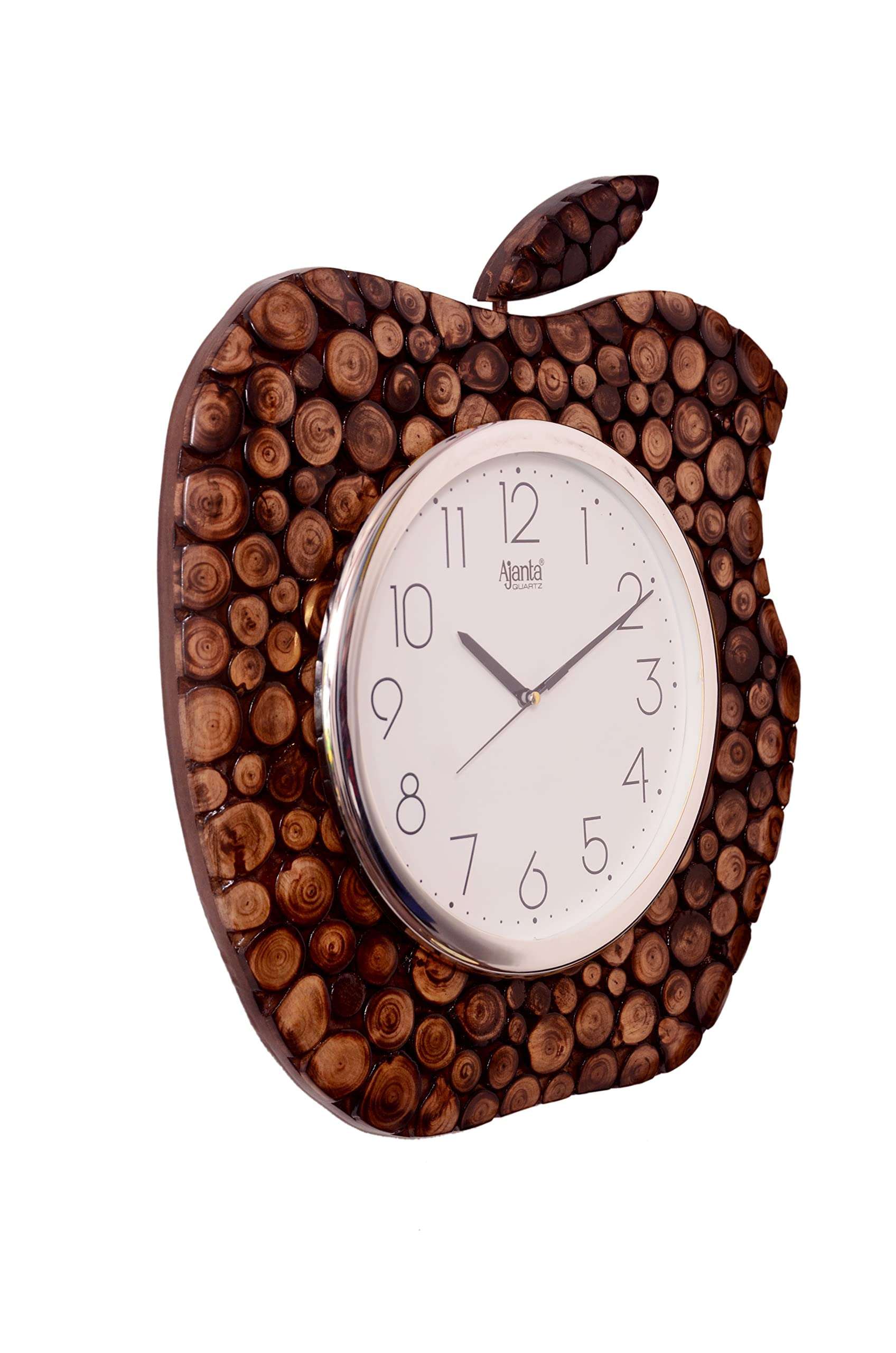 Ajanta SIDDs Apple Look Wooden Antique Wall Clock Designer Big Size, Clock for Wall Decor/Living Room/Bedroom/Office/Hall/Gift for Relatives Brown 3