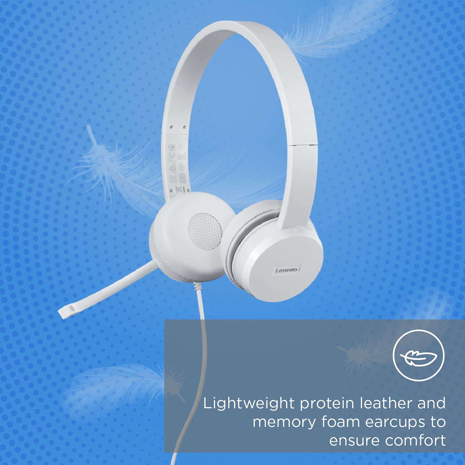 Lenovo 110 Wired On Ear Headphones with Mic (White) & 400 Wireless Mouse, 1200DPI Optical Sensor, 2.4GHz Wireless Nano USB, 3-Button (Left,Right,Scroll) Upto 8M 5