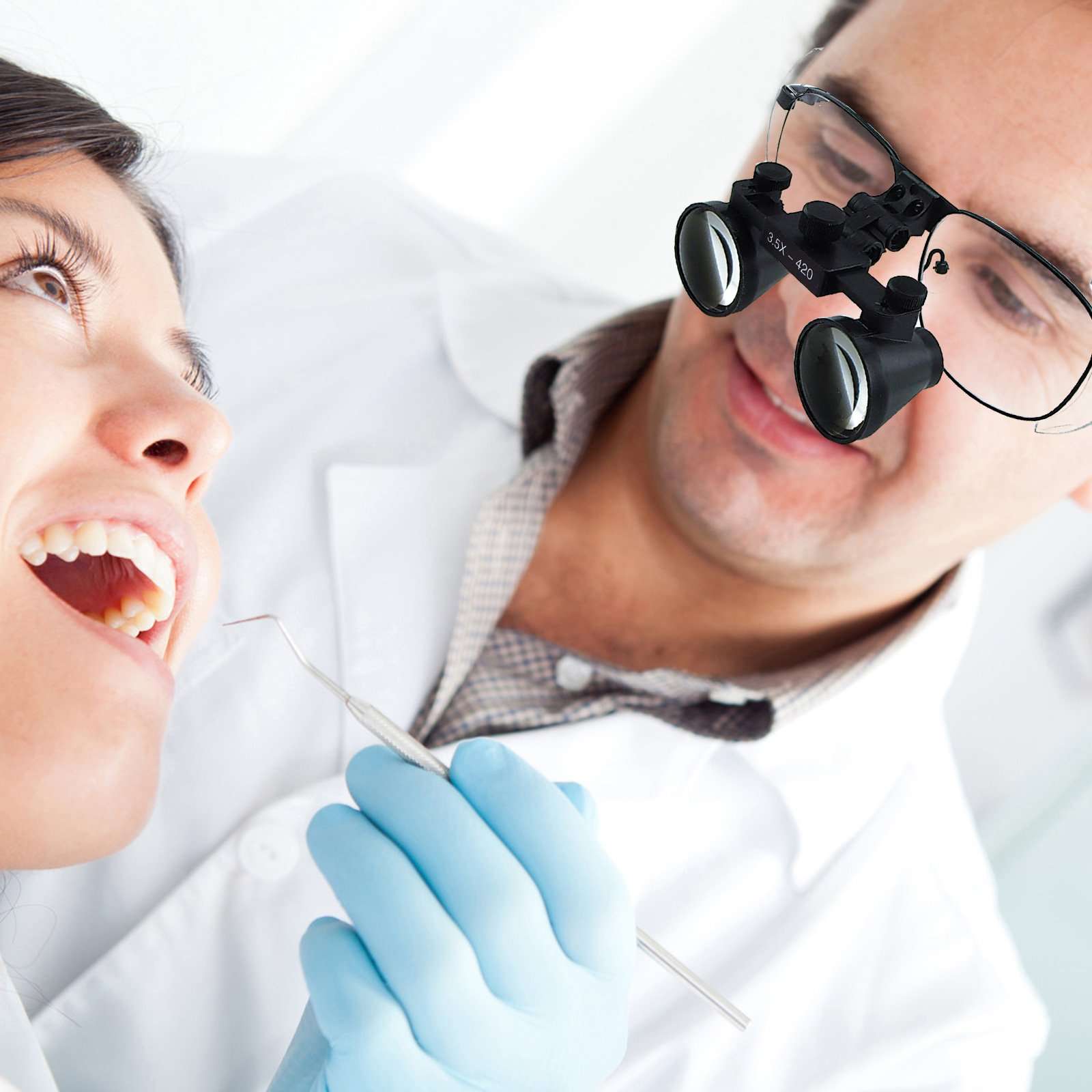 3.5X Magnification Dental Loupes, Galilean Style Titanium Frame, Dental Surgical Medical Binocular 3